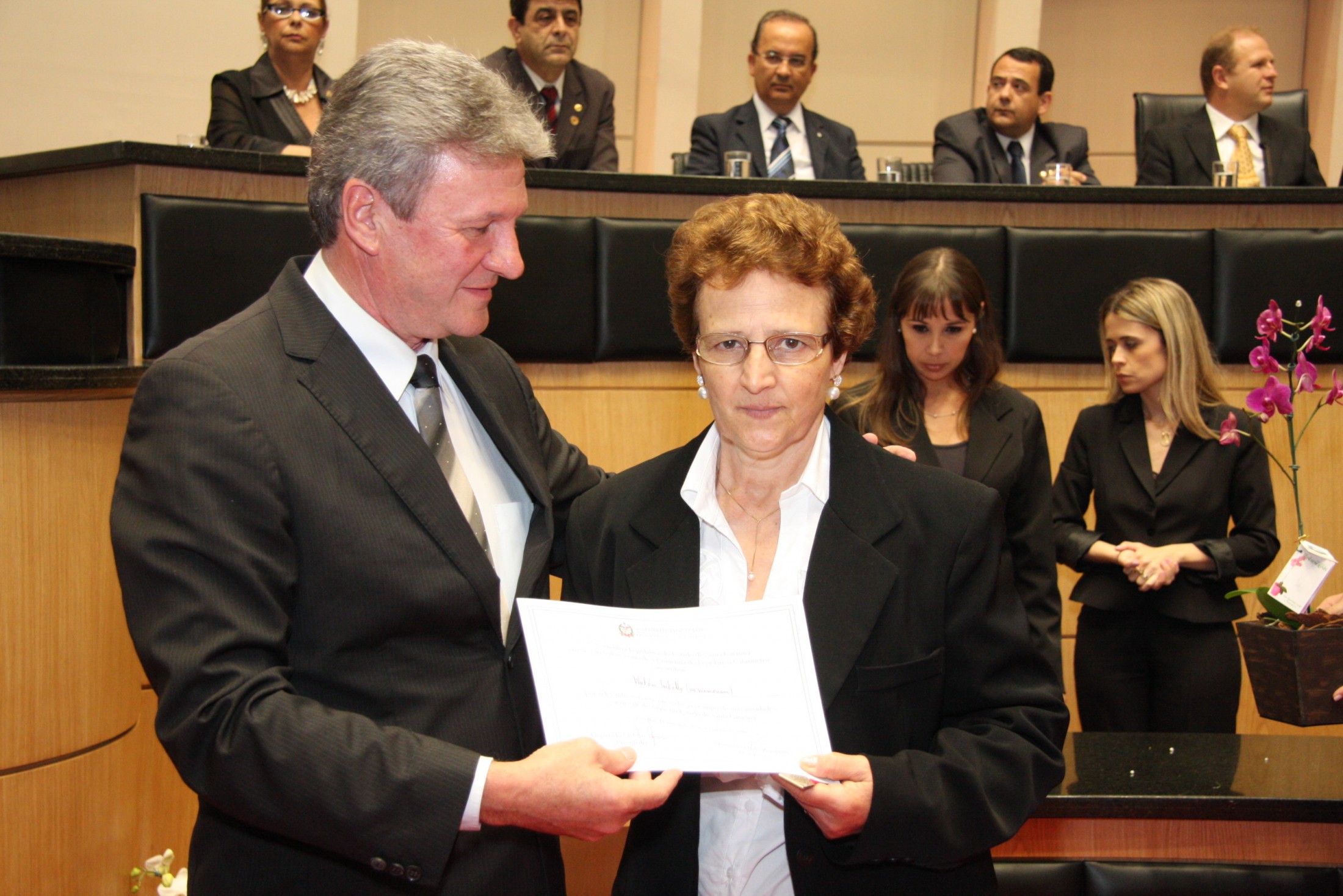 Sessão Solene de Concessão de Medalhas - Flávio Ragagnin e Senhora Dominga Tochetto