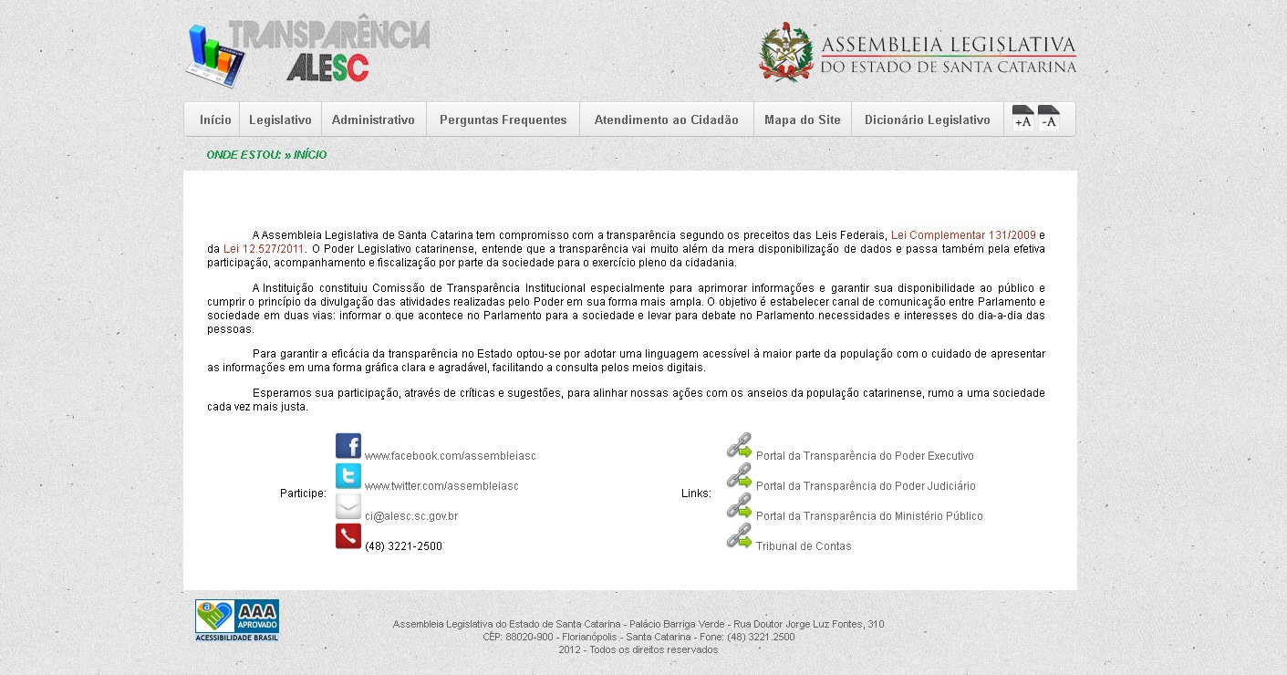 Site Transparência Alesc