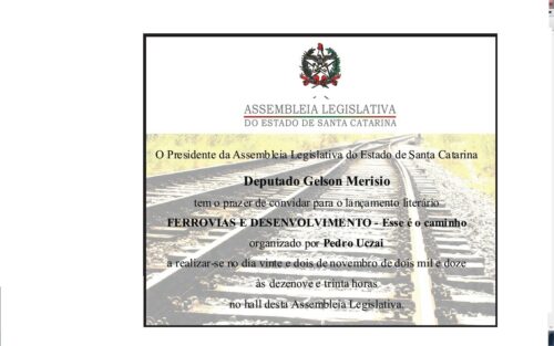Deputado Pedro Uczai lança livro sobre ferrovias nesta quinta-feira