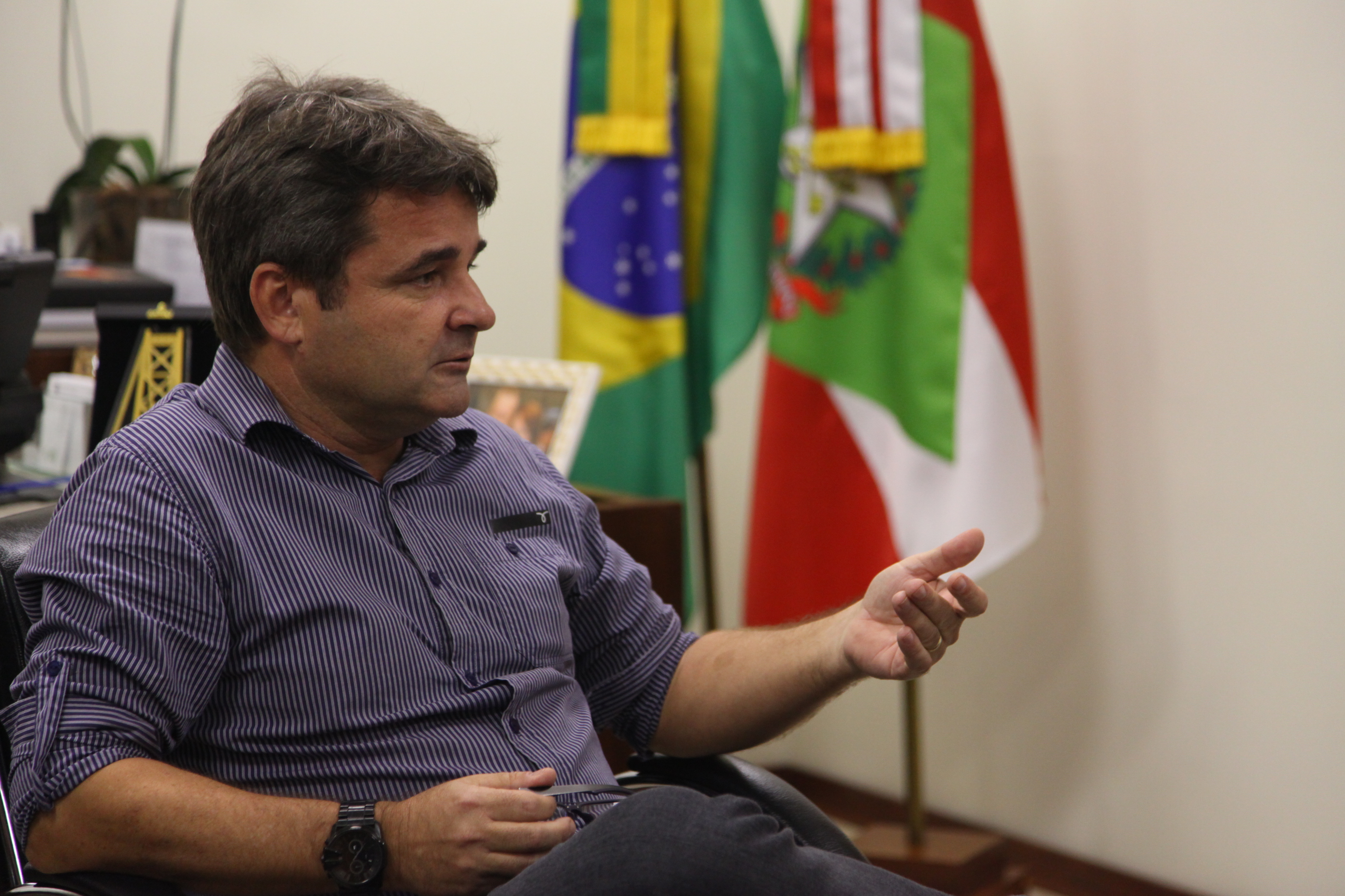 Visita do Sindicato Calçadista de SJ Batista - Wanderley Zunino, Presidente do Sincasjb - Foto: Lucas Gabriel Diniz