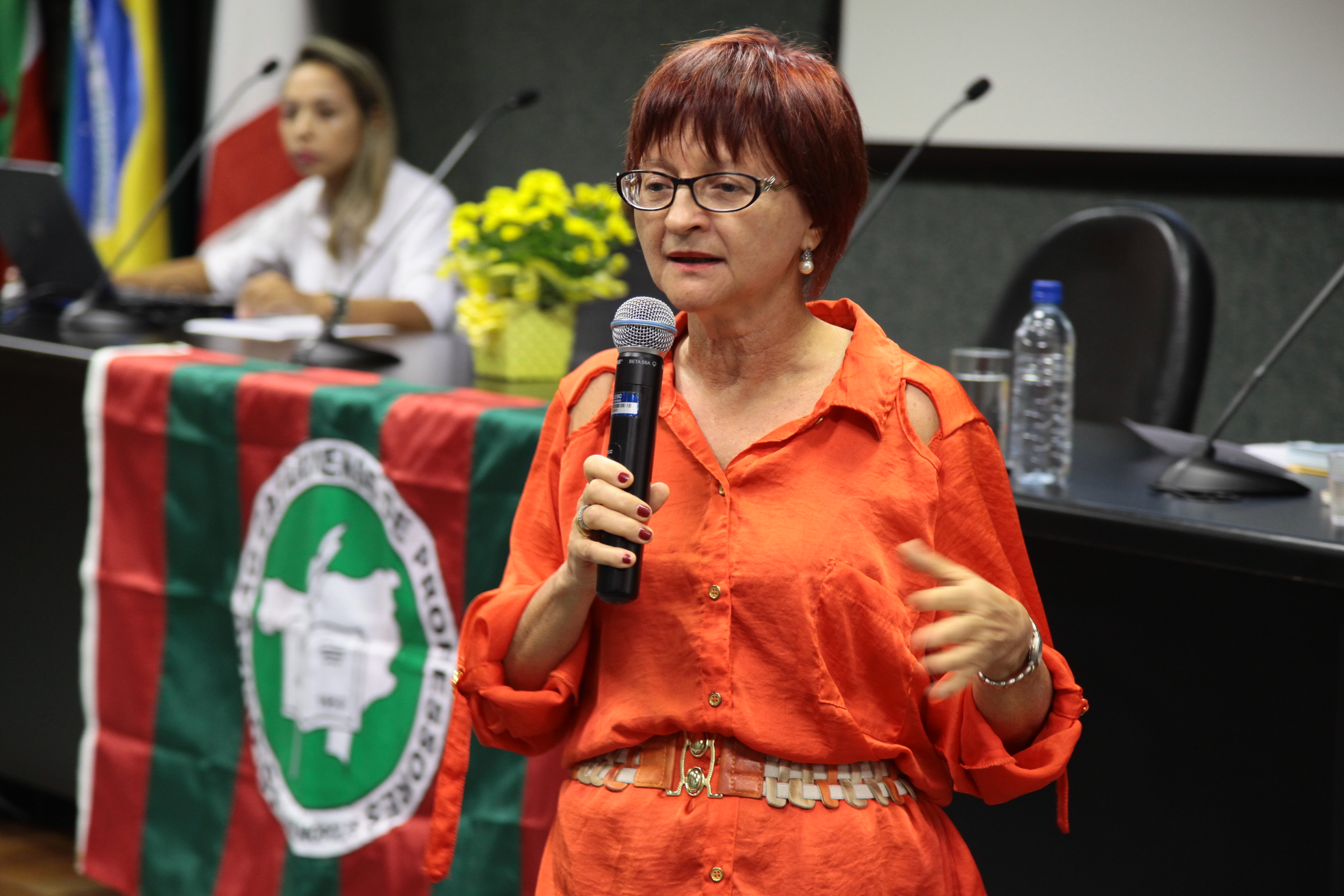 Palestra sobre Visão Holística da Saúde, aos professores associados da grande Florianópolis. Palestrante Marisa Assunta Fantin. Foto: Miriam Zomer