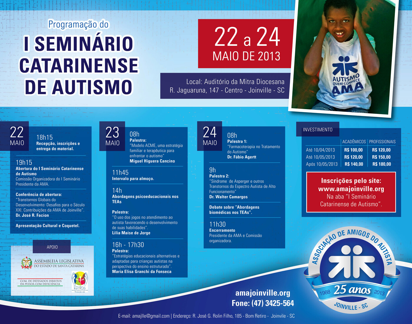 Programação do I Seminário Catarinense de Autismo