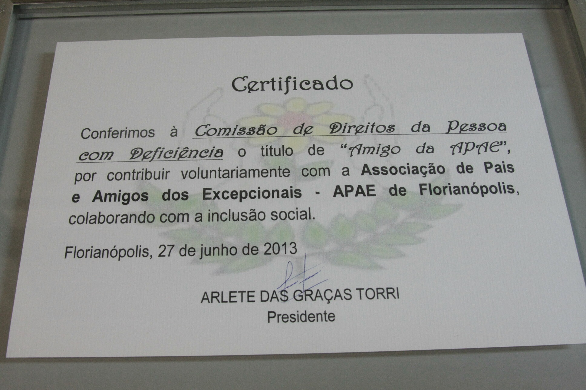 Comissão de Direitos da Pessoa com Deficiência recebe o título da Apae