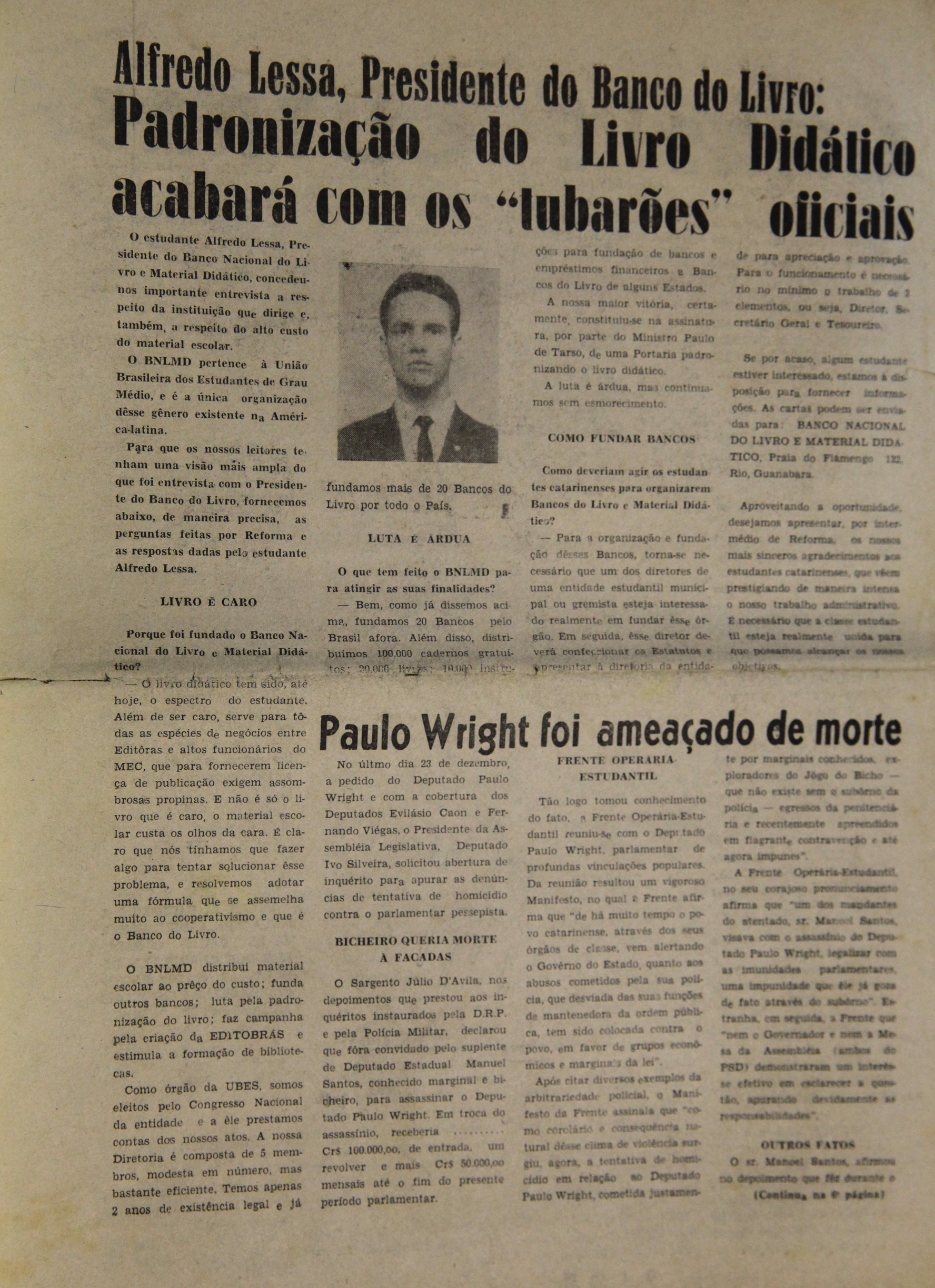 Reunião da Comissão Estadual da Verdade e Justiça Paulo Stuart Wright. Jornal de 1963. Foto: Miriam Zomer