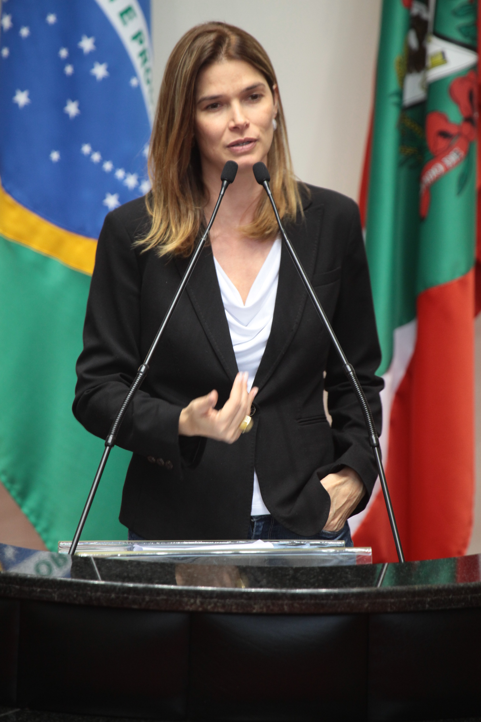 Deputada Angela Albino (PCdoB). Sessão Ordinária - Plenário Osni Régis. Foto: Miriam Zomer/ Agência AL