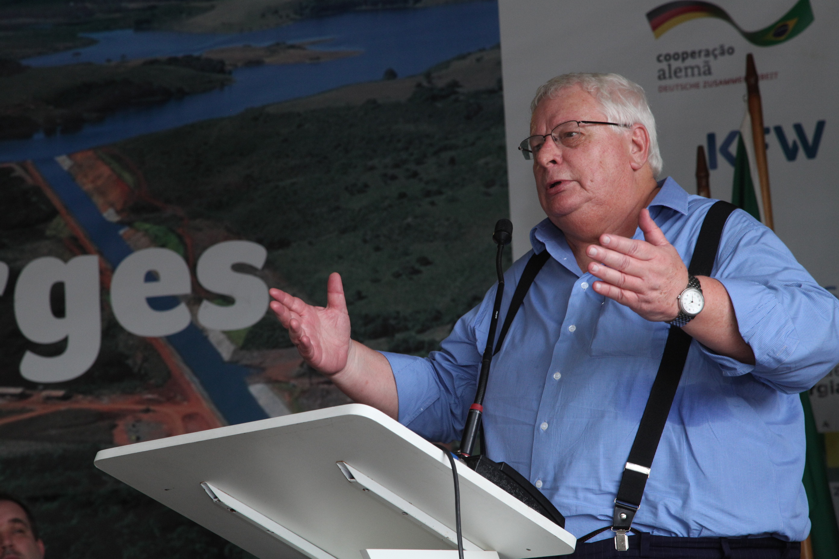 Vista parcial da barragem da PCH João Borges - Eurides Mescolotto - Presidente da Eletrosul