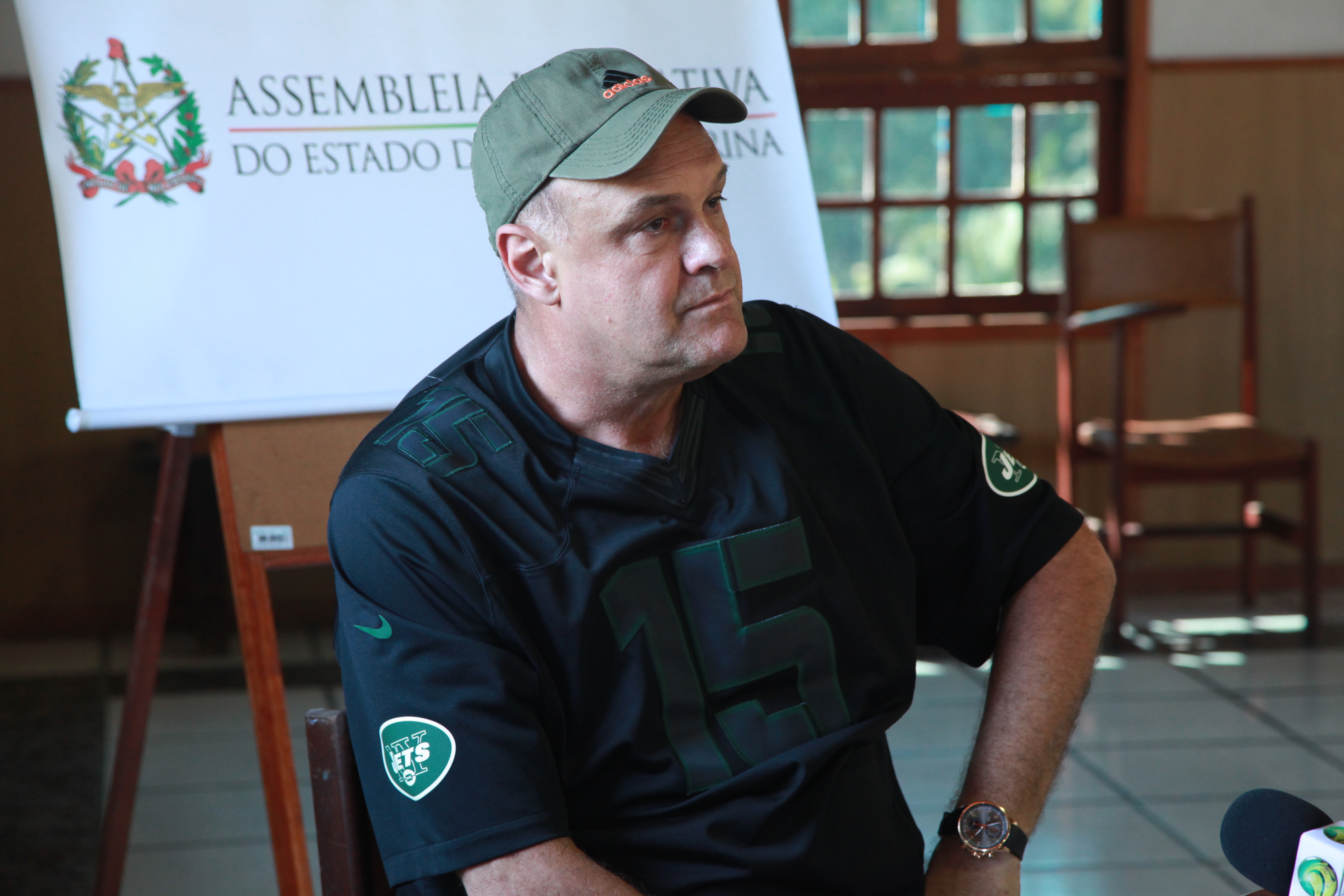 Coletiva com Oscar Schmidt em Araranguá. Fotos: Miriam Zomer/Agência AL