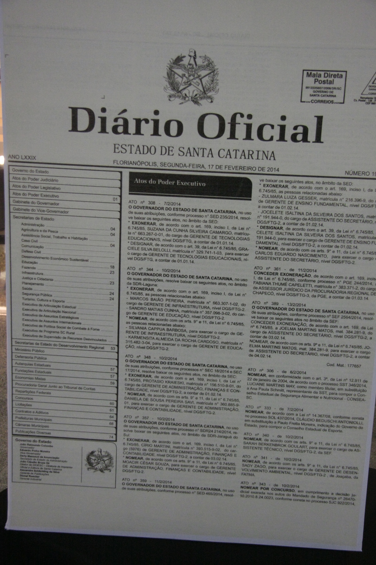 80 Anos Diario Oficial de Santa Catarina_ Fotos Eduardo G de Oliveira/AgenciaAL
