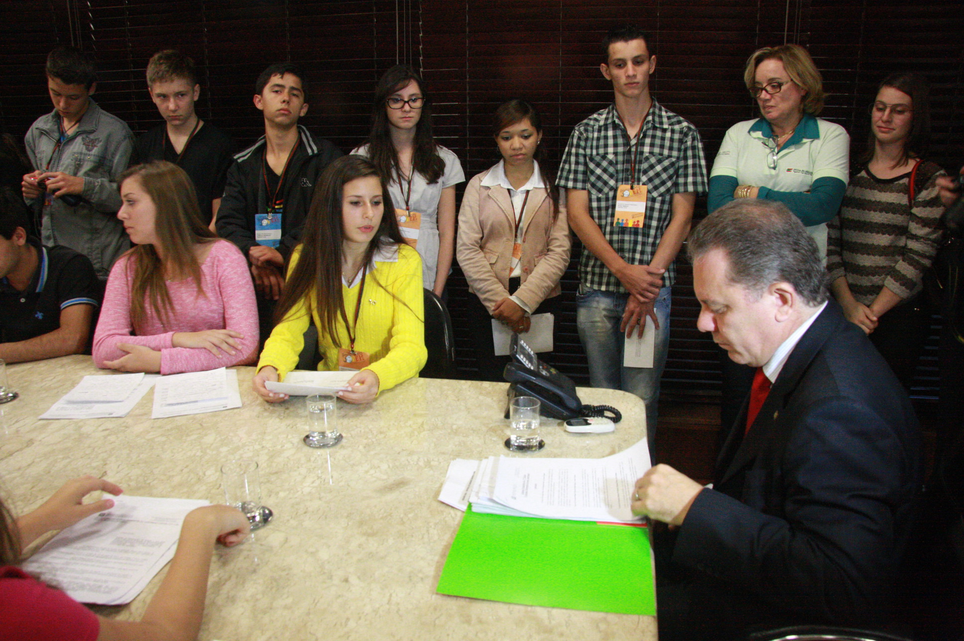 Presidente Joares Ponticelli recebe jovens deputados do Programa Parlamento Jovem. Foto: Eduardo Guedes de Oliveira / Agência AL