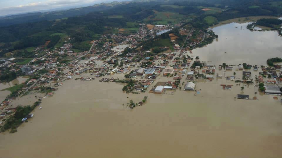 Enchente em Rio do Oeste. Foto: Divulgação Defesa Cilvil