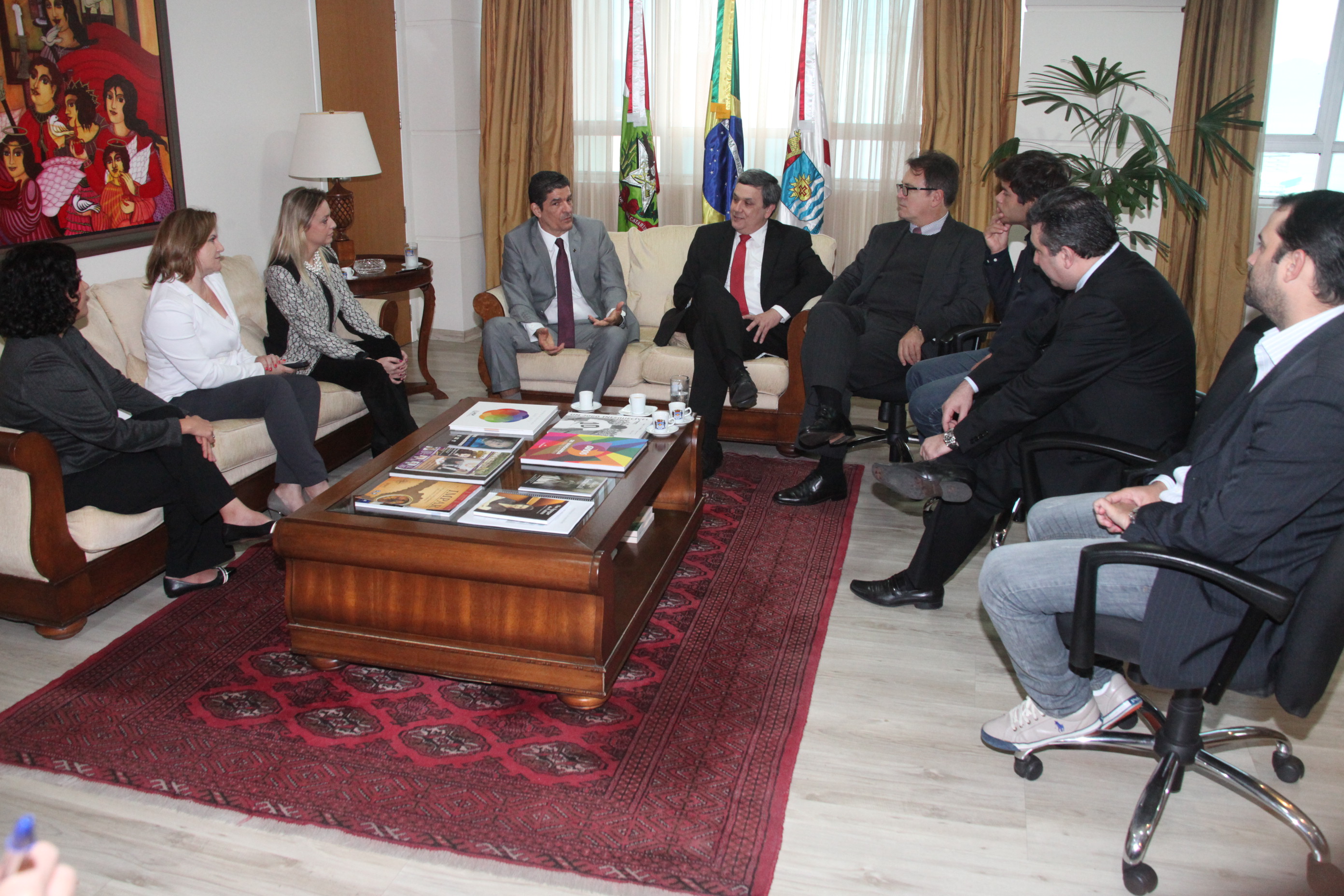 Presidente da Câmara Municipal de Florianópolis, vereador César Faria, reúne-se com o Ministro do Turismo Vinícius Lages. Foto: Fábio Queiroz / Agência AL