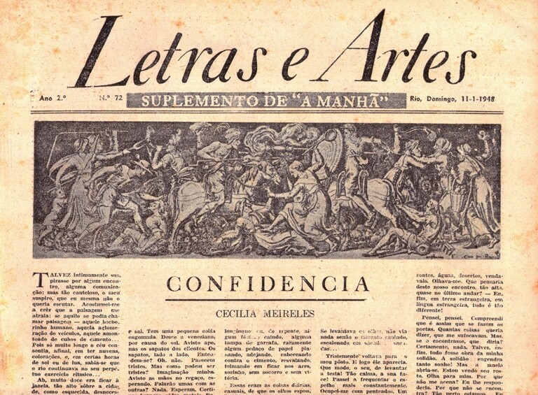 Reprodução do suplemento Letras e Artes, editado por Jorge Lacerda no Rio de Janeiro, nos anos 40. FOTO: Arquivo de Família