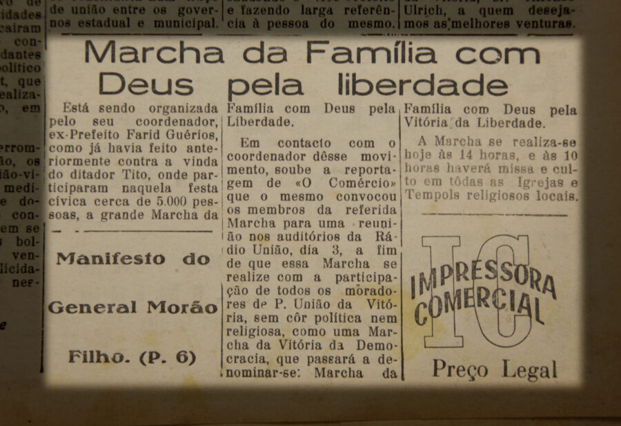Jornal “O Comércio”, de 5 de abril de 1964, noticia a Marcha da Família.