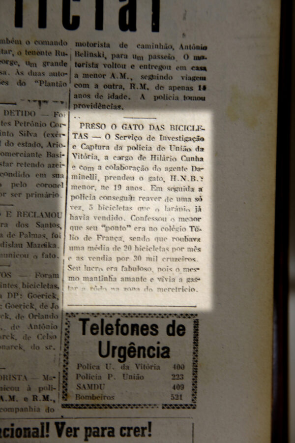 Jornal “Caiçara” nº 126, maio de 1964. “O gato das bicicletas” protagonizou cena escatológica na cela da delegacia de União da Vitória.