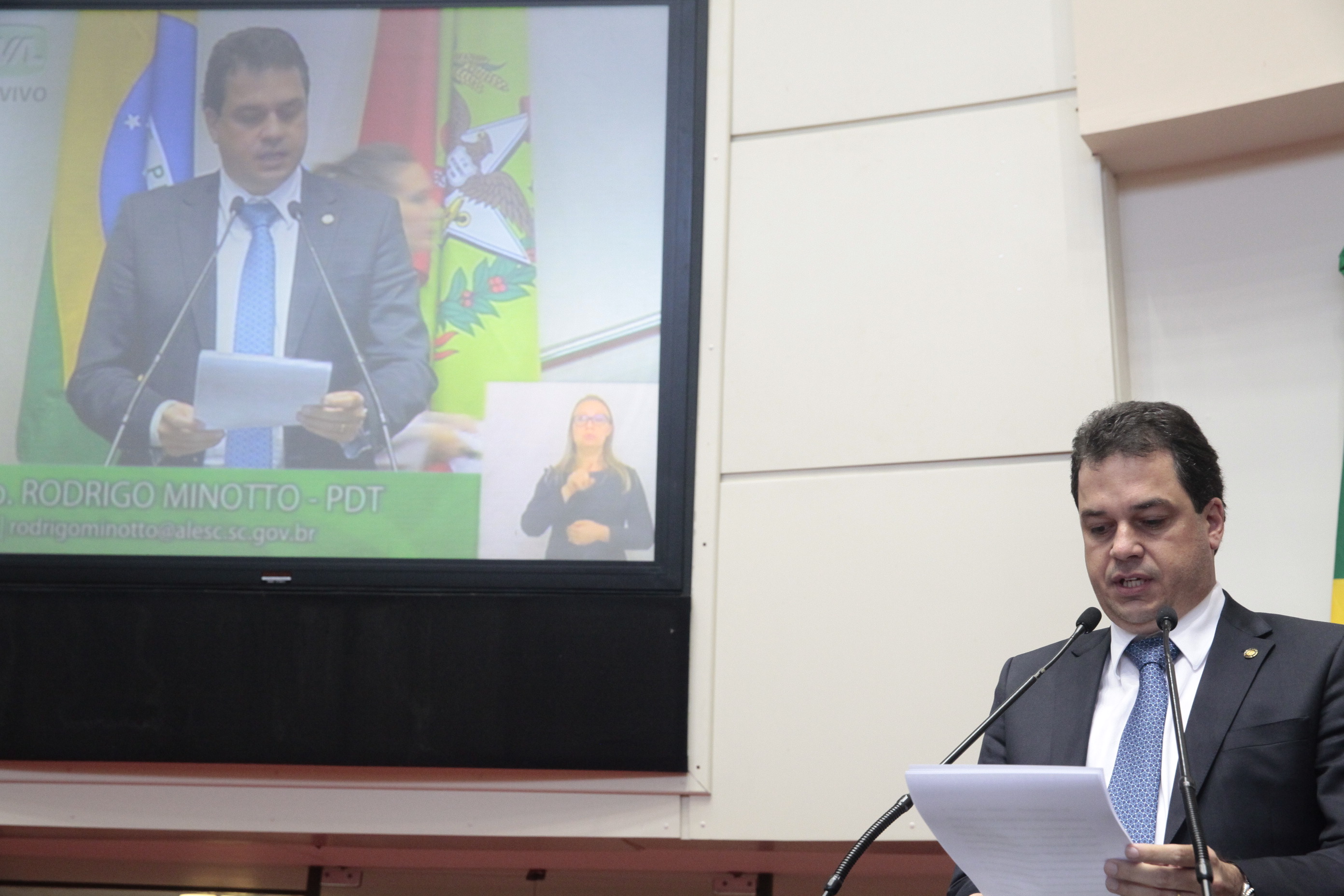 Deputado Rodrigo Minotto (PDT) Sessão Ordinária Foto: Eduardo Guedes De Oliveira / Agência AL