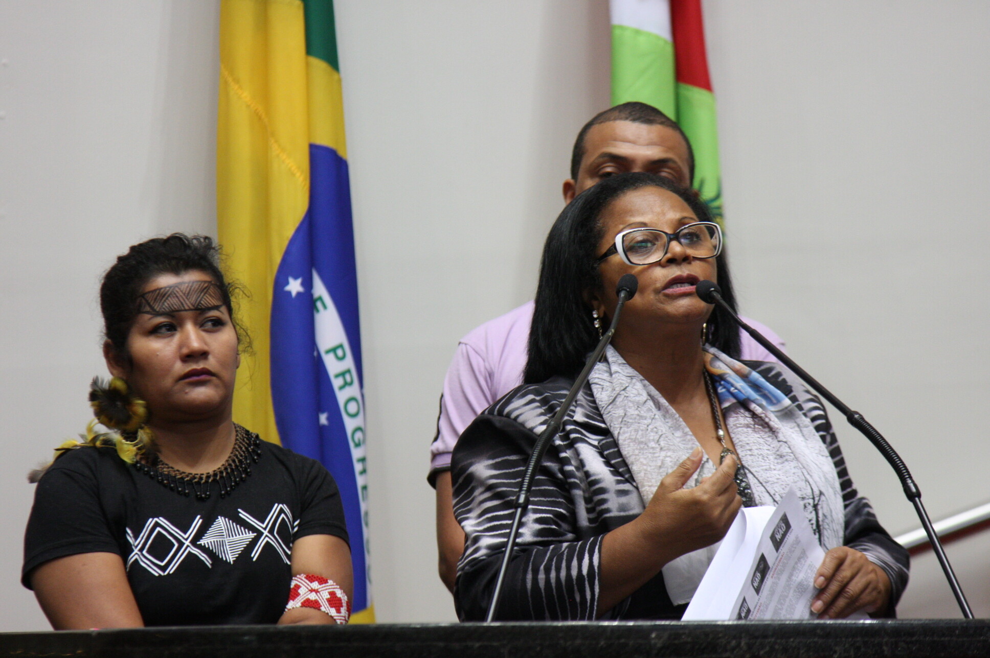 Manifestantes defendem direito a terras indígenas e quilombolas