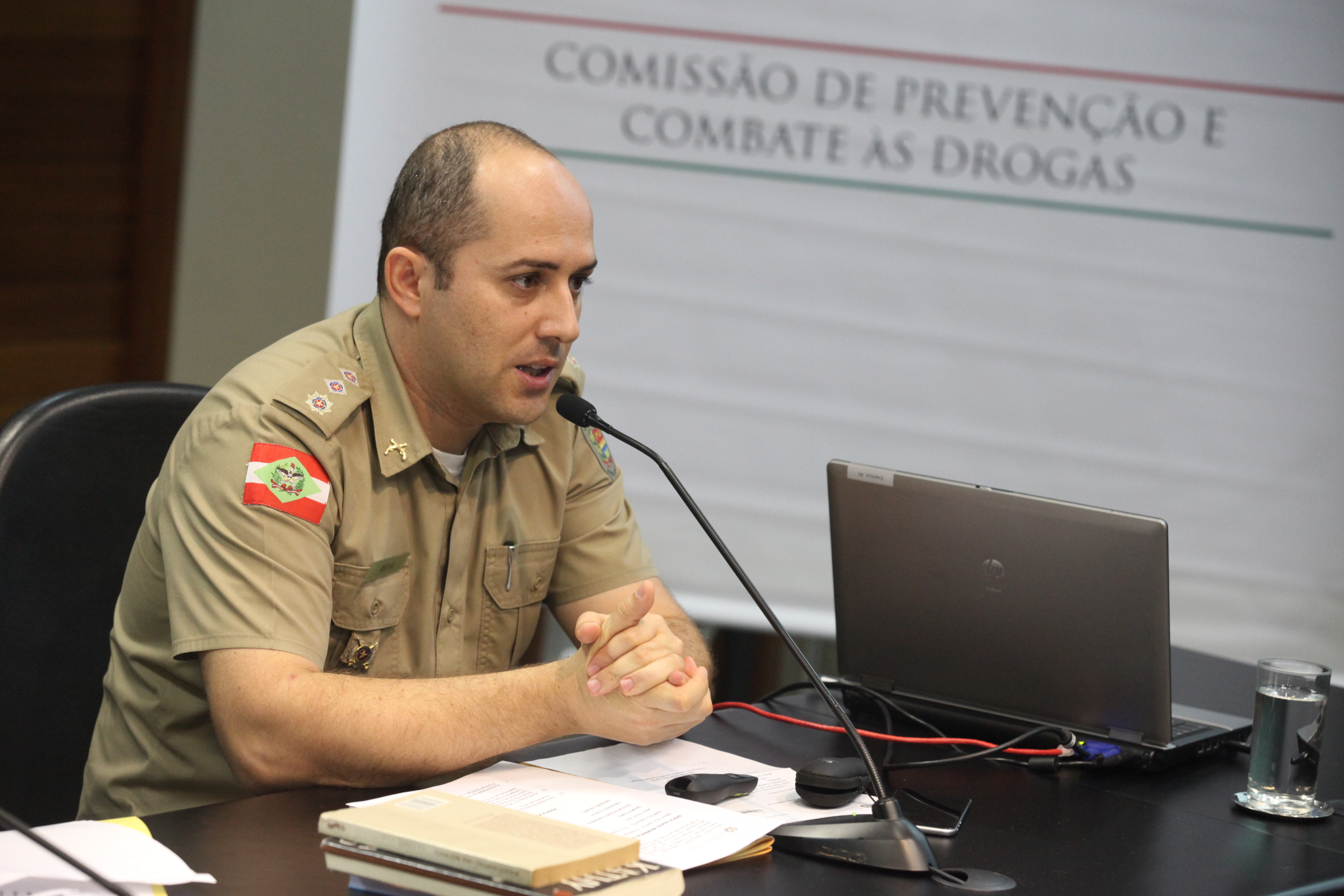 Major Reginaldo Rocha de Sousa - coord. estadual do Proerd. Reunião da Comissão de Prevenção e Combate às Drogas. Foto: Fábio Queiroz / Agência AL