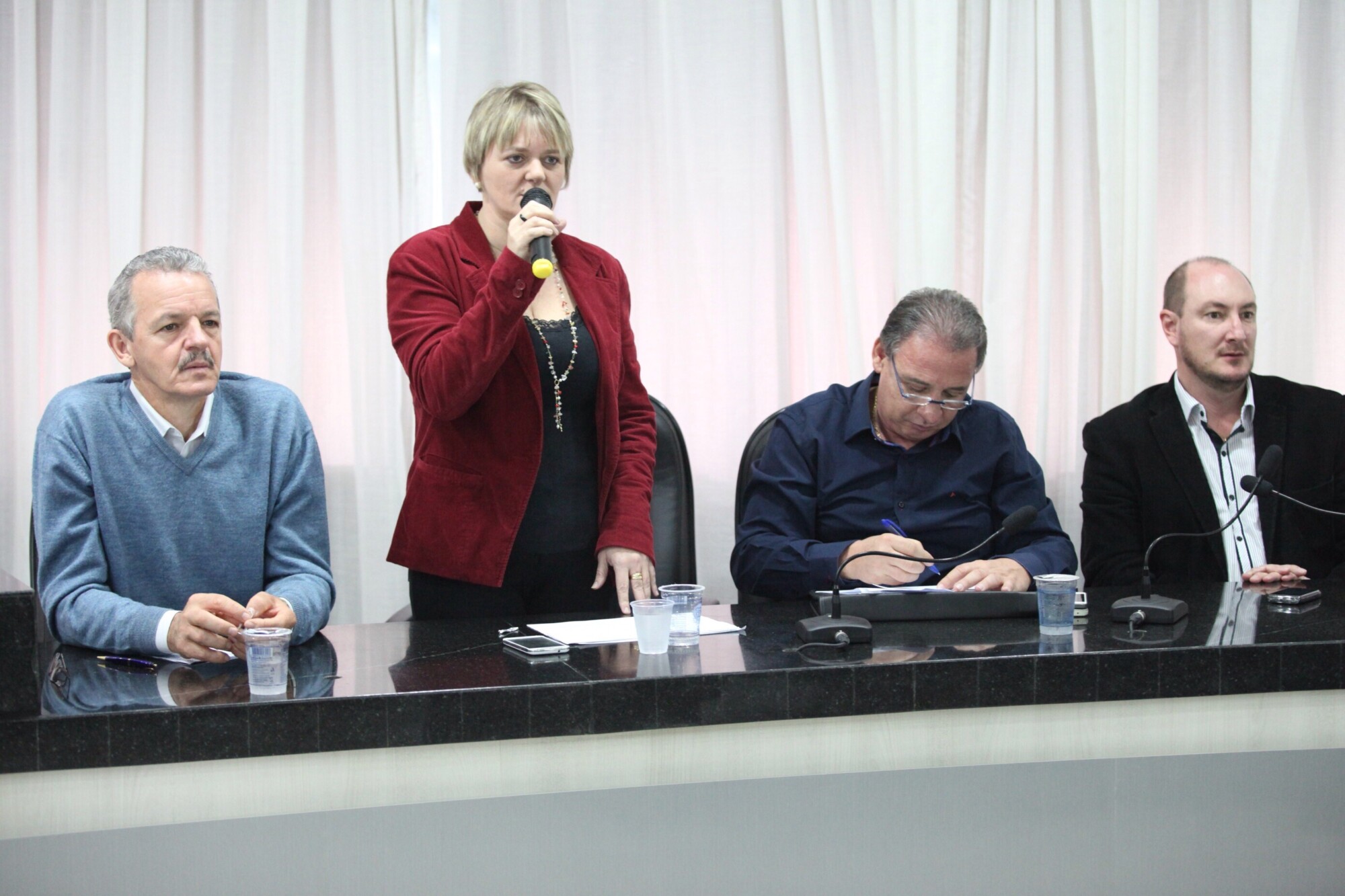 Deputada Luciane Carminatti e os deputados Dirceu Dresch e Mauro de Nadal em São Lourenço do Oeste
