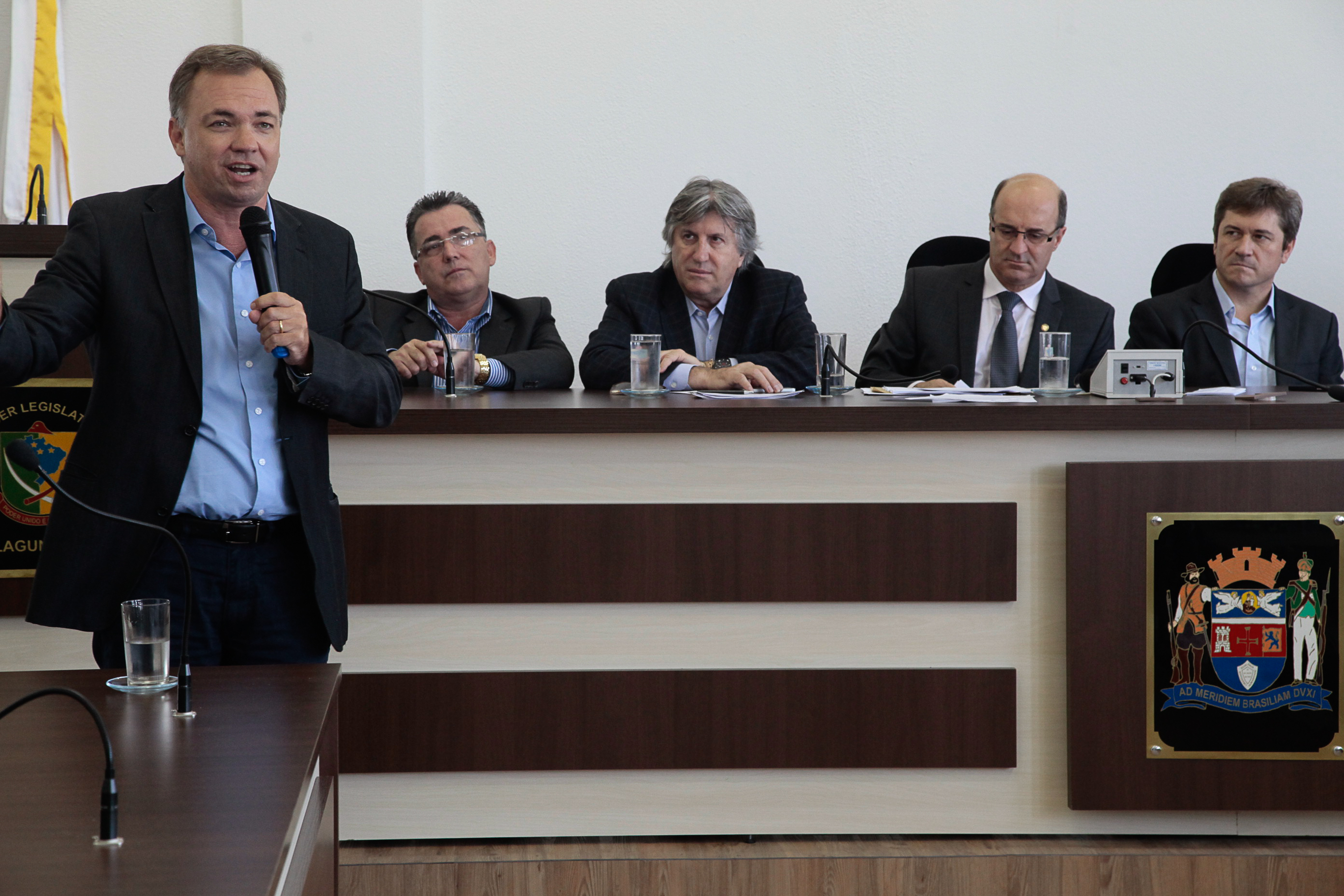 Deputado Gean Loureiro (PMDB) - Audiência Pública Regional para o Plano Plurianual 2016-2019 e Lei Orçamentária Anual (LOA) 2016, no município de Laguna. Foto: Miriam Zomer/Agência AL