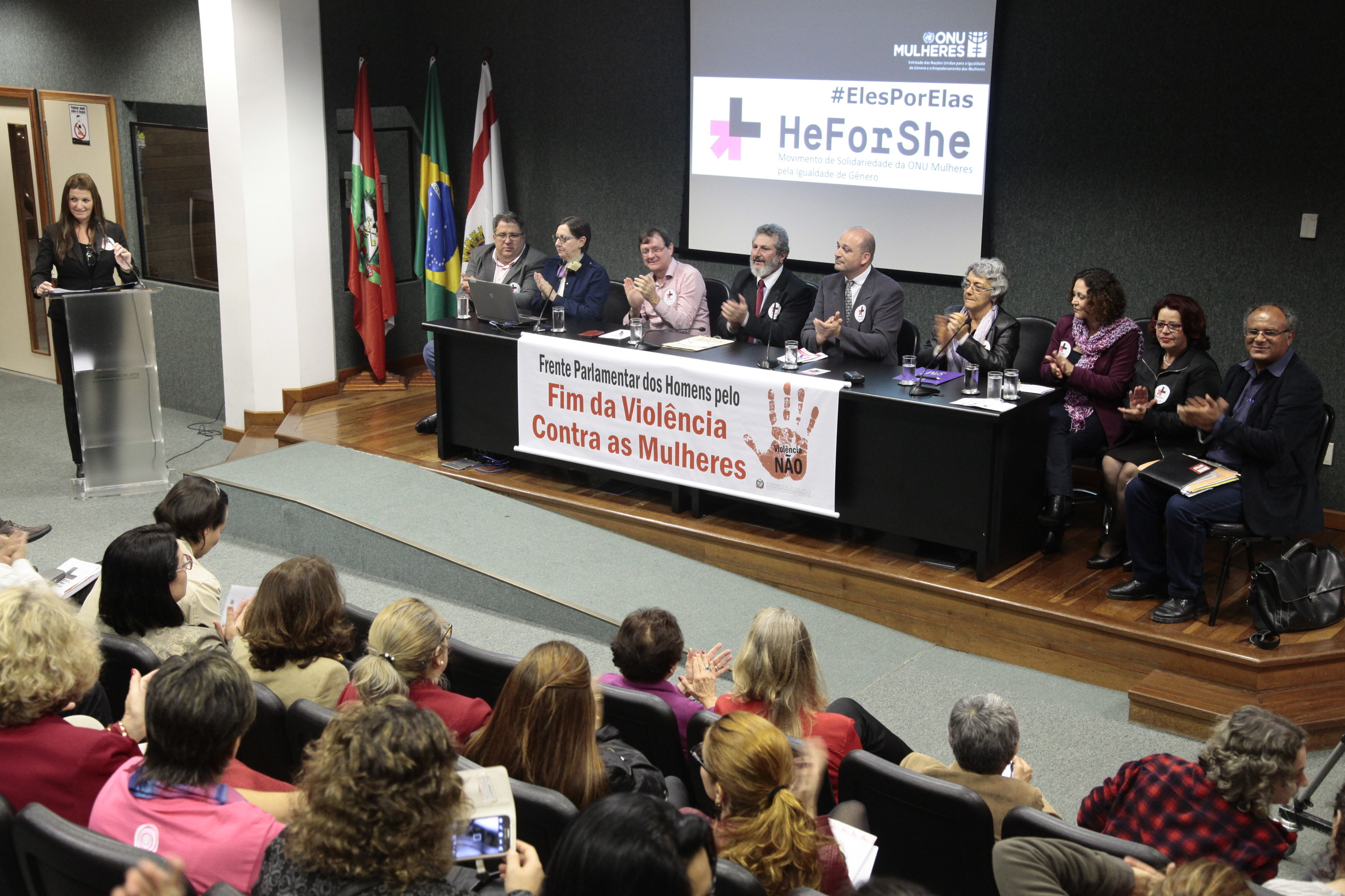 Instalação da Frente Parlamentar dos Homens pelo Fim da Violência Contra as Mulheres e o Lançamento da Campanha Eles por Elas, da ONU. Foto: Miriam Zomer/Agência AL
