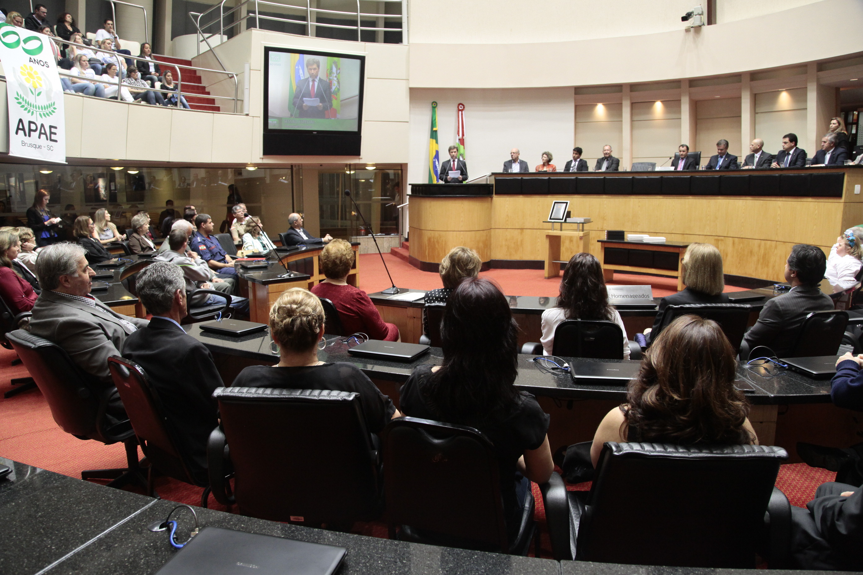 Sessão Especial em comemoração aos 60 anos da APAE de Brusque e 50 anos das APAEs de Joinville, Blumenau e Lages. Foto: Miriam Zomer/Agência AL