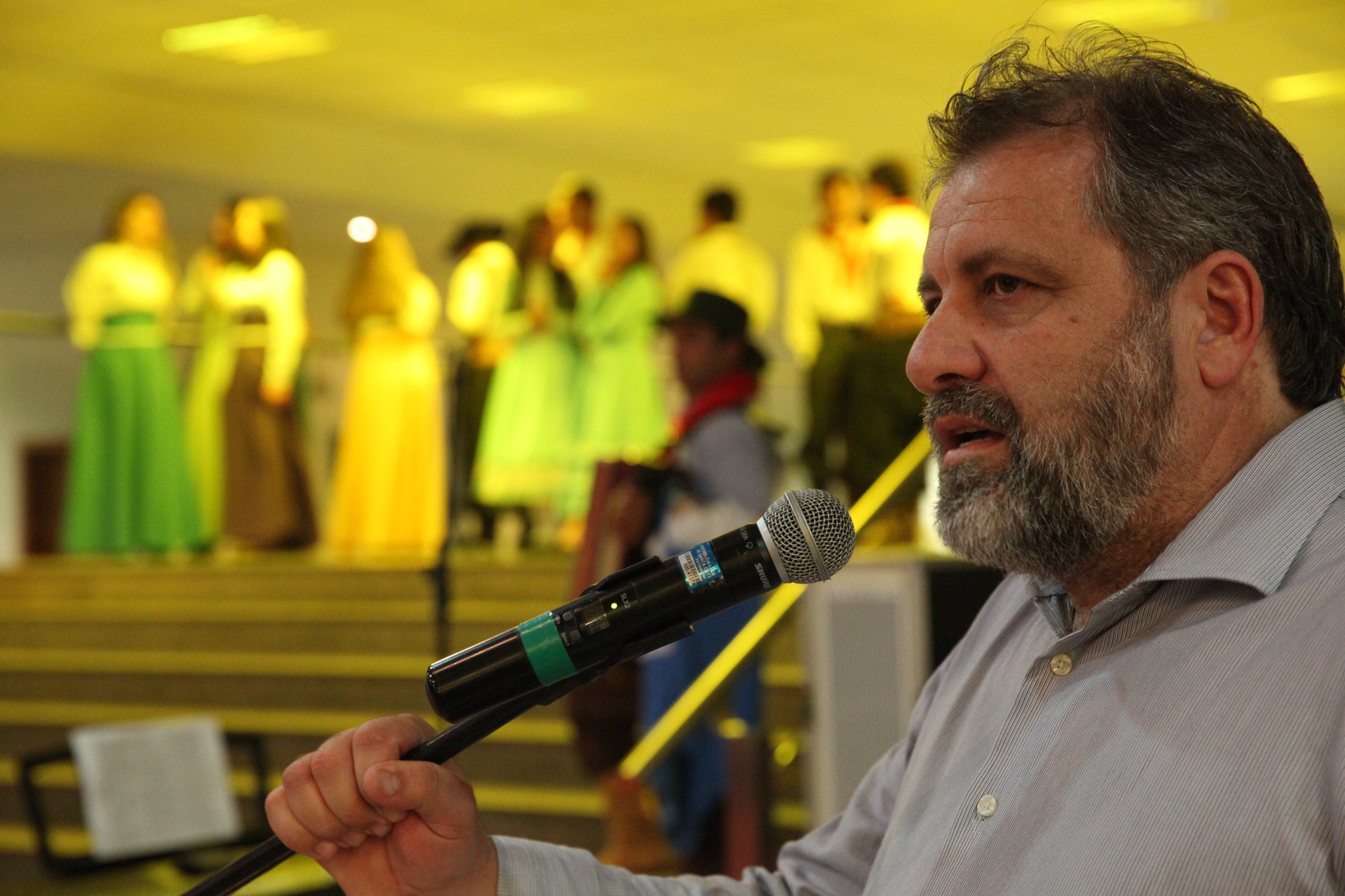 Apresentação de danças e músicas típicas da região de Urupema em homenagem a Semana do Tropeirismo.  Prefeito Municipal de Urupema, Amarildo Luiz Gaio.  Foto: Eduardo Guedes de Oliveira/Agência AL