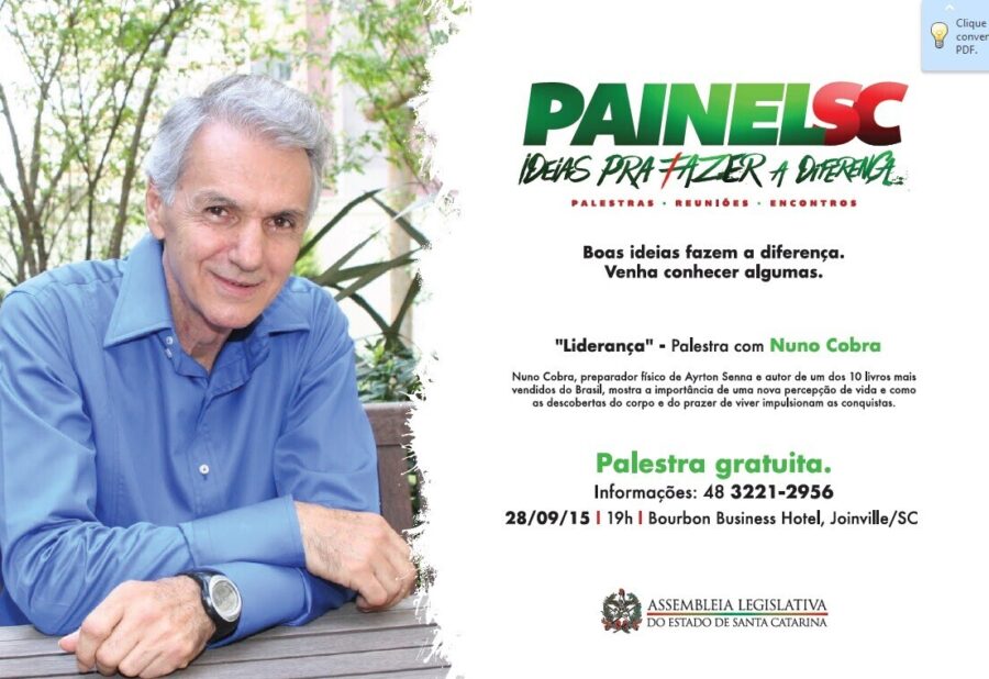 Nuno Cobra faz palestra com entrada franca em Joinville, no Painel SC da Alesc