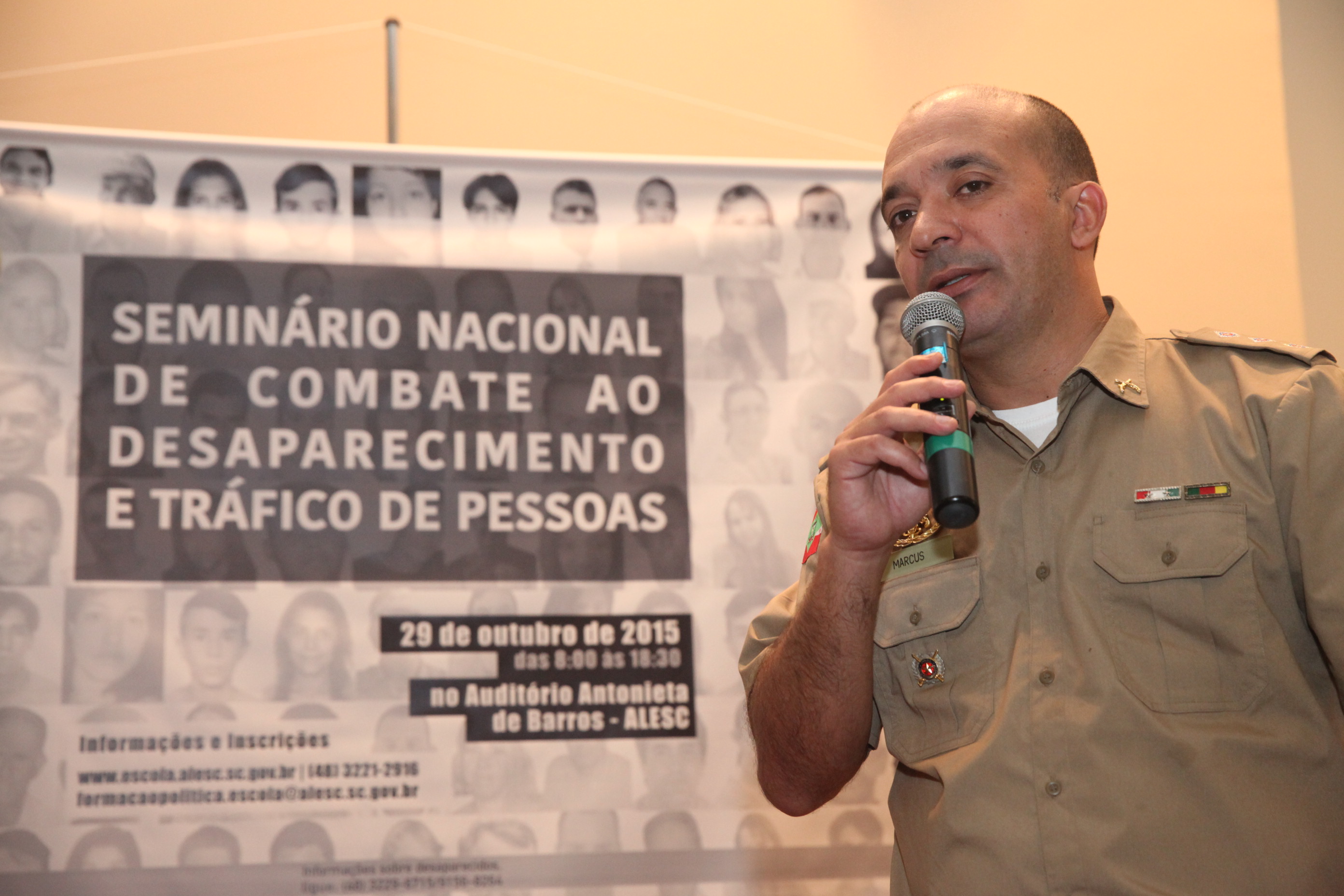 Major Marcus Claudino - SOS Desaparecidos PMSC. Seminário Tráfico de Pessoas. Foto: Fábio Queiroz / Agência AL