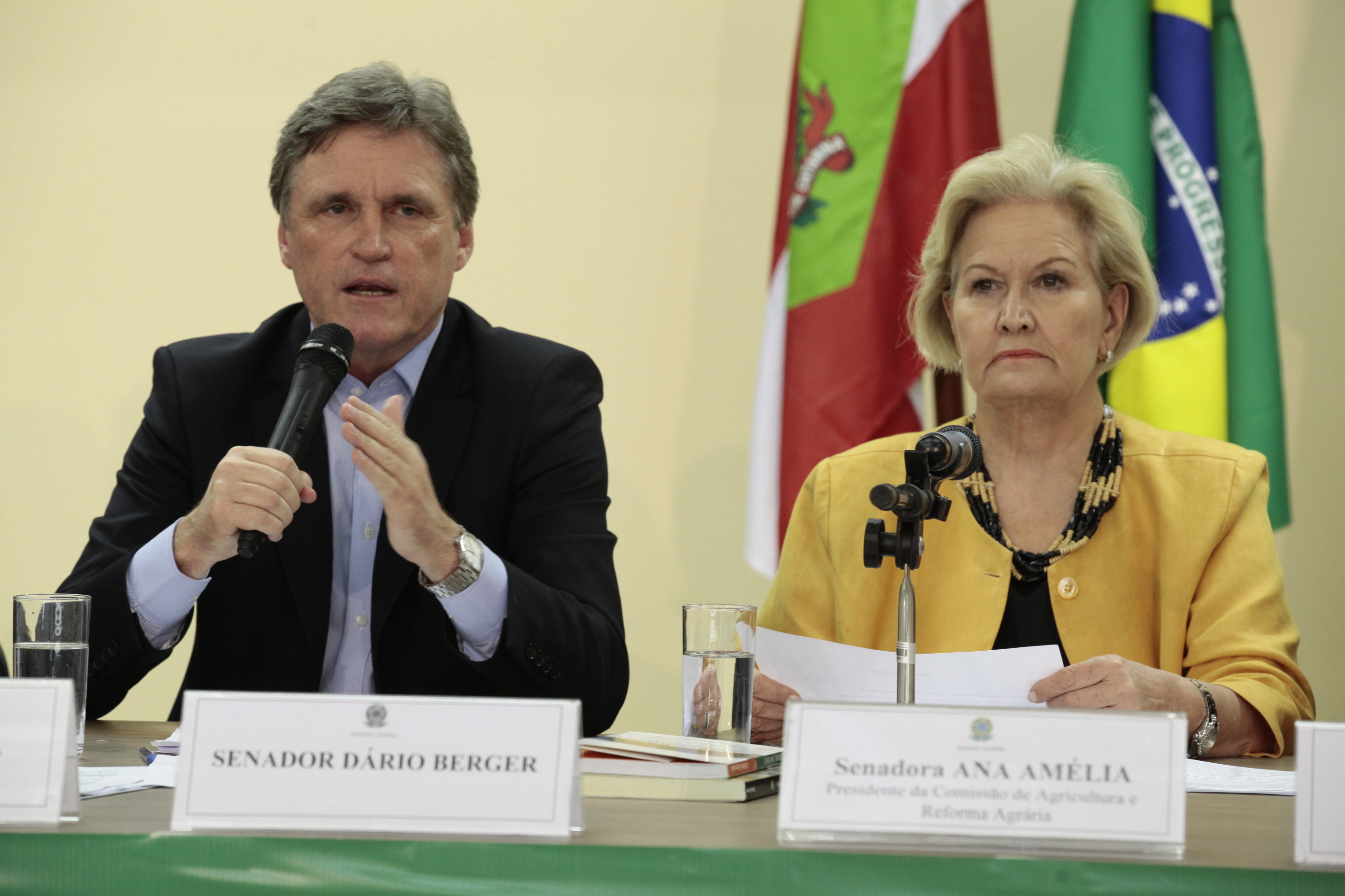Ciclo de debates da Comissão de Agricultura e Reforma Agrária (CRA) do Senado Federal, realizado na cidade de Chapecó SC. Senador Dário Berger (PMDB-SC) -  Foto: Miriam Zomer/Agência AL