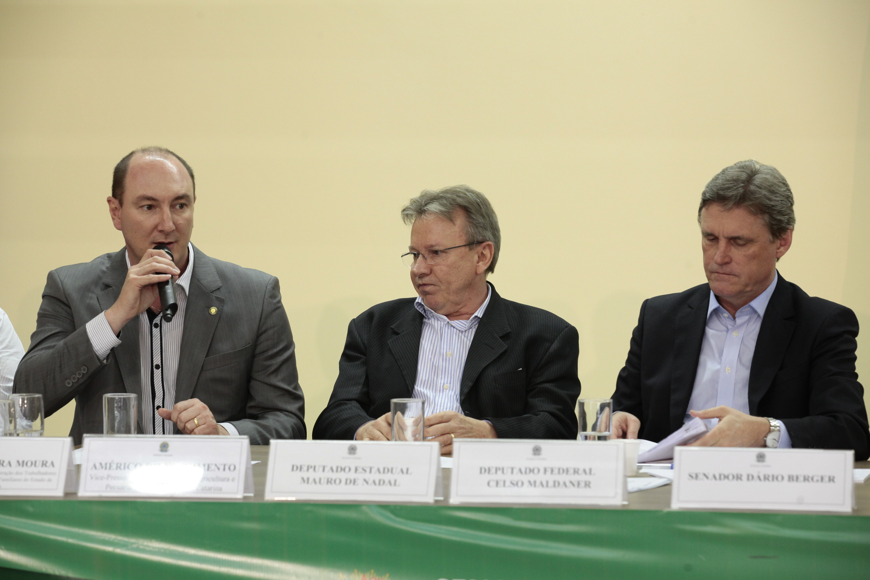 Ciclo de debates da Comissão de Agricultura e Reforma Agrária (CRA) do Senado Federal, realizado na cidade de Chapecó SC. Deputado Estadual Mauro de Nadal (PMDB) -  Foto: Miriam Zomer/Agência AL