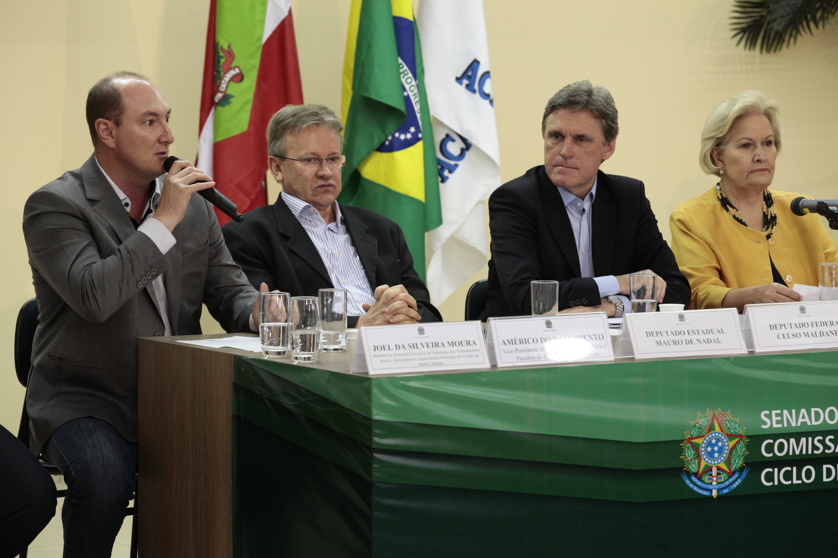 Ciclo de debates da Comissão de Agricultura e Reforma Agrária (CRA) do Senado Federal, realizado na cidade de Chapecó SC. Deputado Estadual Mauro de Nadal (PMDB) -  Foto: Miriam Zomer/Agência AL
