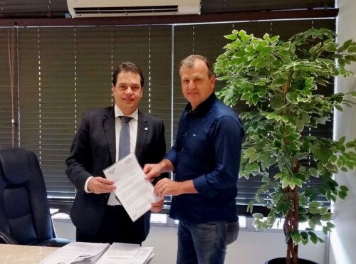 Deputado Rodrigo Minotto recebe presidente da Associação Comercial de Forquilhinha