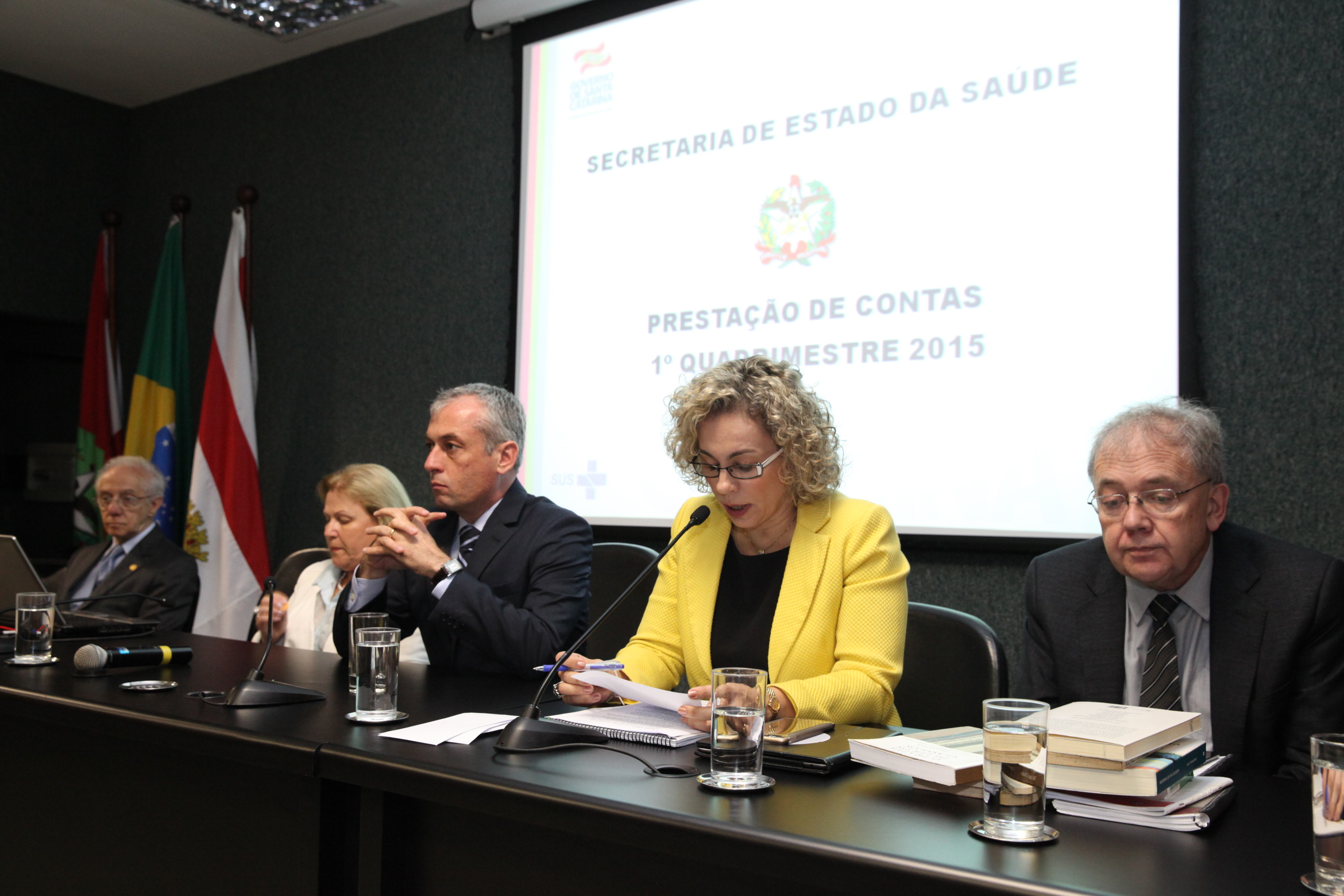 Secretário de Estado da Saúde - João Paulo Kleinubing - apresenta diante dos deputados membros da Comissão de Saúde relatório dos 1° e 2° quadrimestres de 2015. Foto: Fábio Queiroz / Agência AL