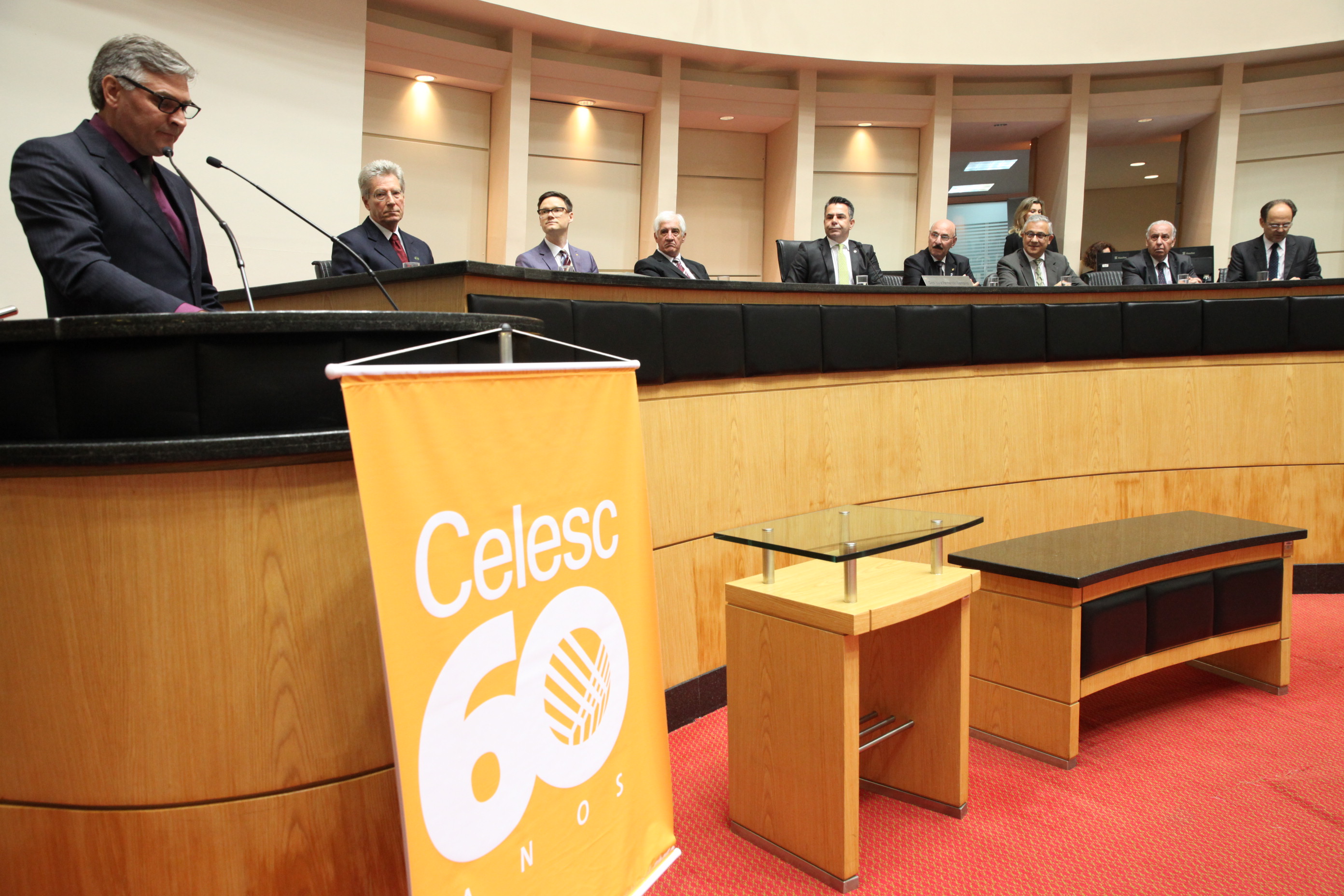 Senhor Chefe Da Agência Regional - Joaçaba, Eloi Hoffelder. Sessão Especial em homenagem à passagem dos 60 anos da Celesc. Foto: Fábio Queiroz / Agência AL