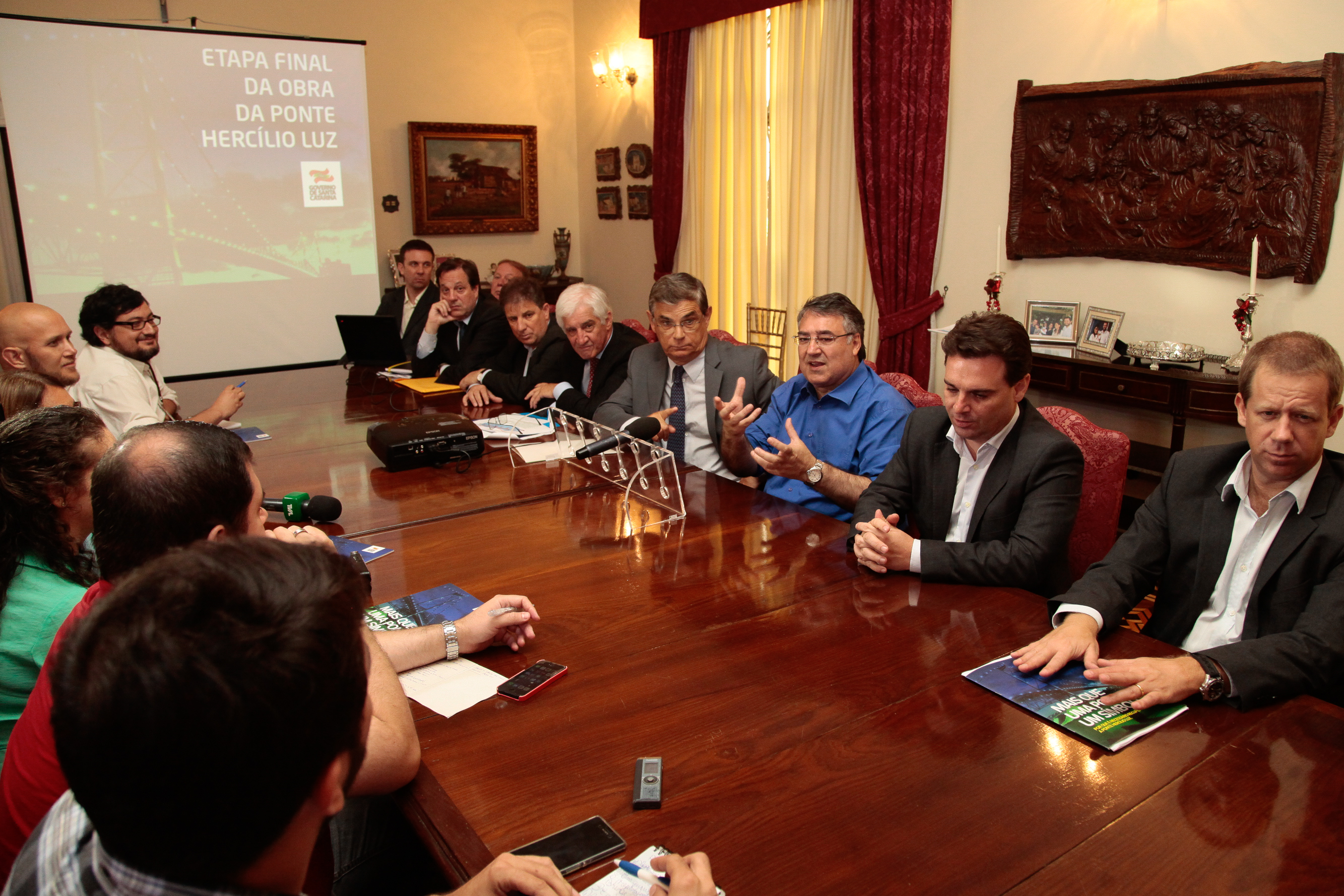 Coletiva sobre a restauração da Ponte Hercílio Luz. Foto: Miriam Zomer/Agência AL