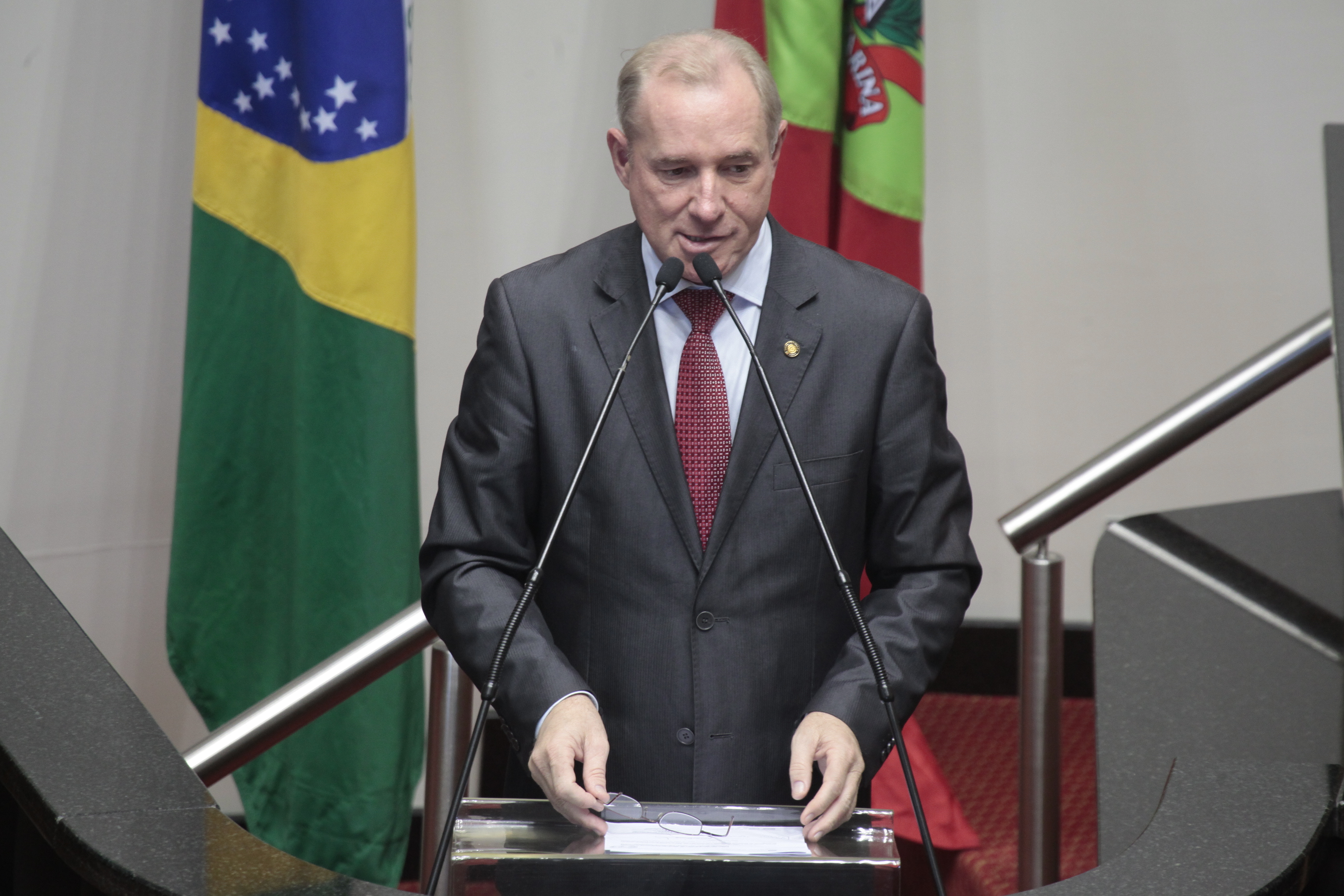 Sessão Ordinária. Deputado Aldo Schneider (PMDB).  Foto: Miriam Zomer/ Agência AL
