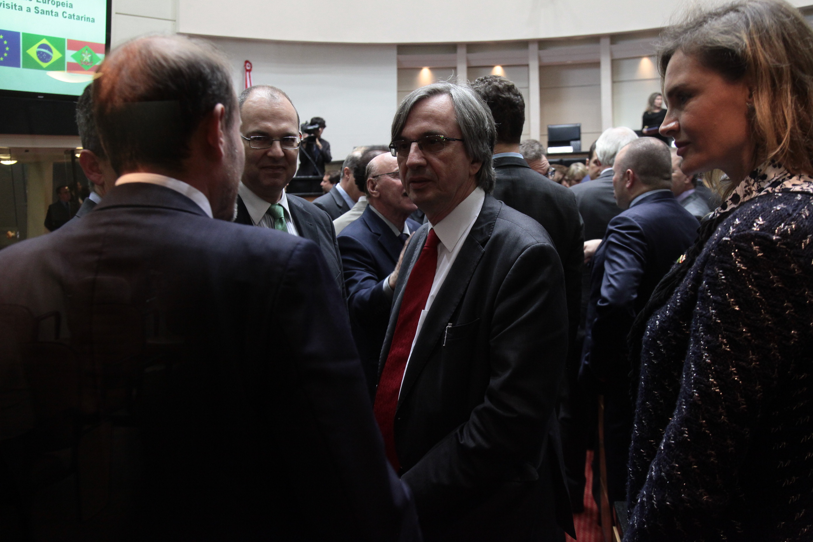 Comitiva da União Europeia visita Parlamento catarinense. Foto: Eduardo Guedes de Oliveira