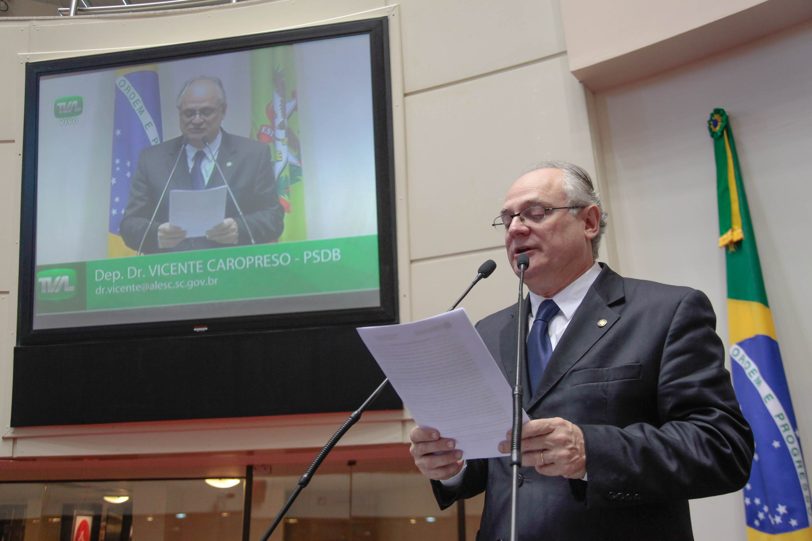 Deputado Vicente Caropreso (PSDB) em Sessão Ordinária