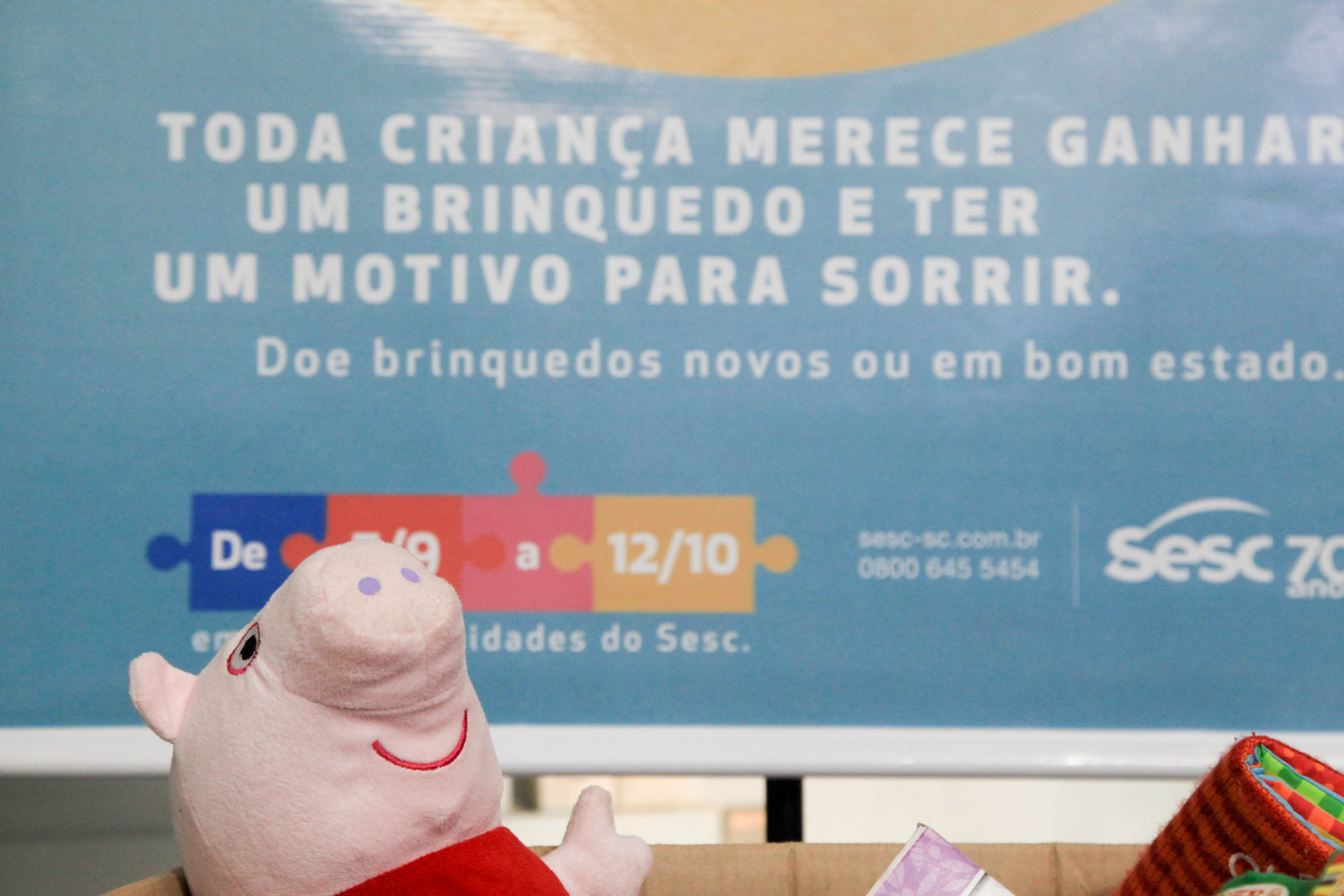 Campanha de doação de brinquedos no SESC.