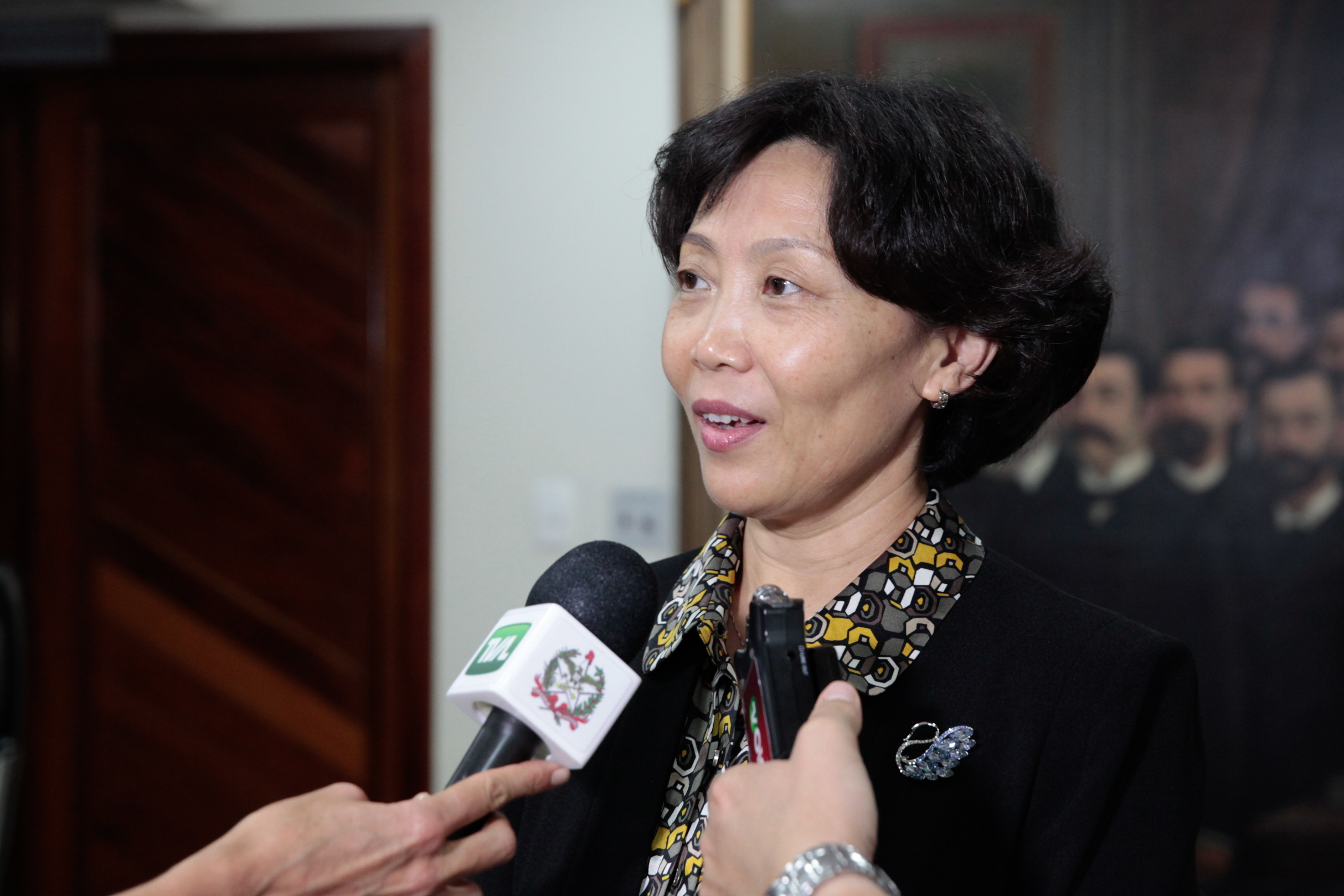 Comitiva chinesa visita parlamento.  Ran LiPing, Diretora Geral de Assuntos Internacionais da Província de Shanxi.