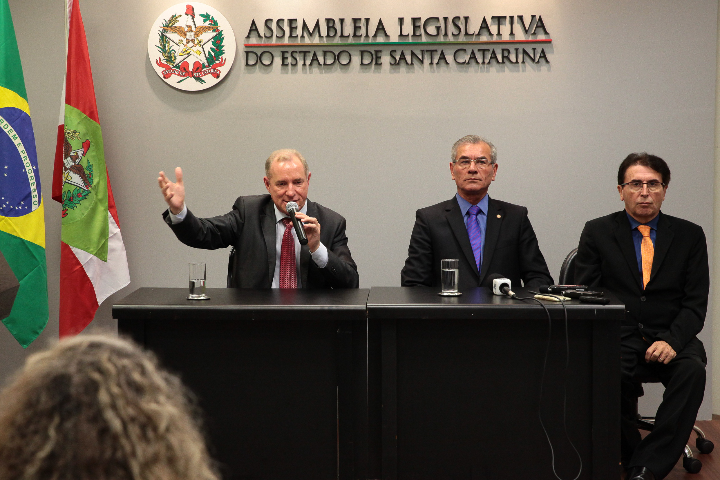 Deputado Aldo Schneider (PMDB), Deputado Silvio Dreveck (PP)  e Deputado Antônio Aguiar (PMDB)