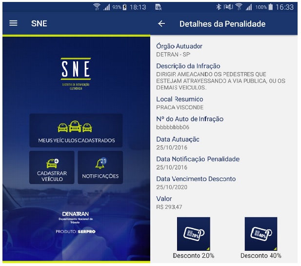 Aplicativo DENATRAN - Informações sobre autuações