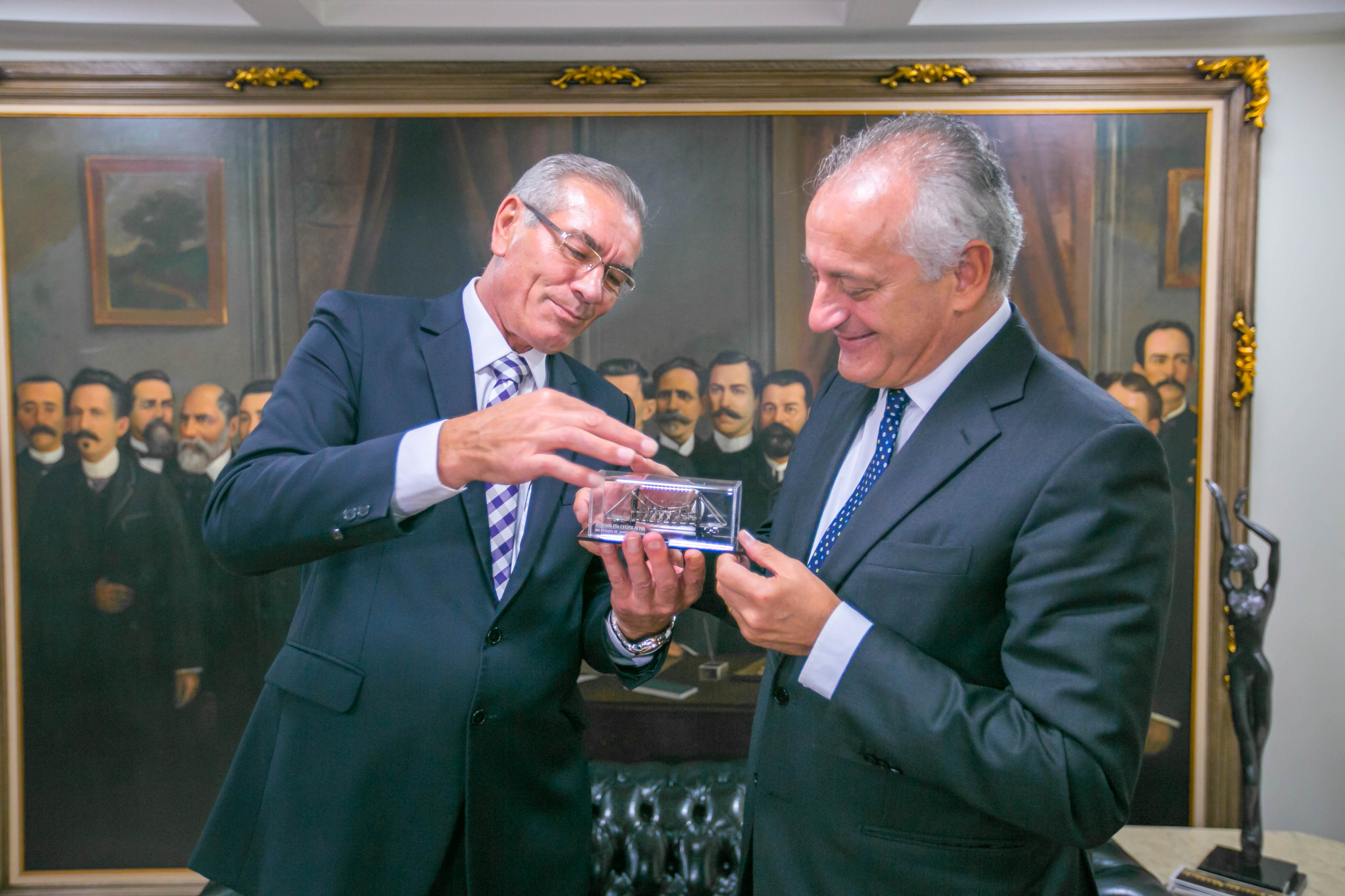Silvio Dreveck, Presidente da Alesc e Antonio Bernardini, embaixador da Itália no Brasil - Visita do Embaixador da Itália na Presidência da ALESC