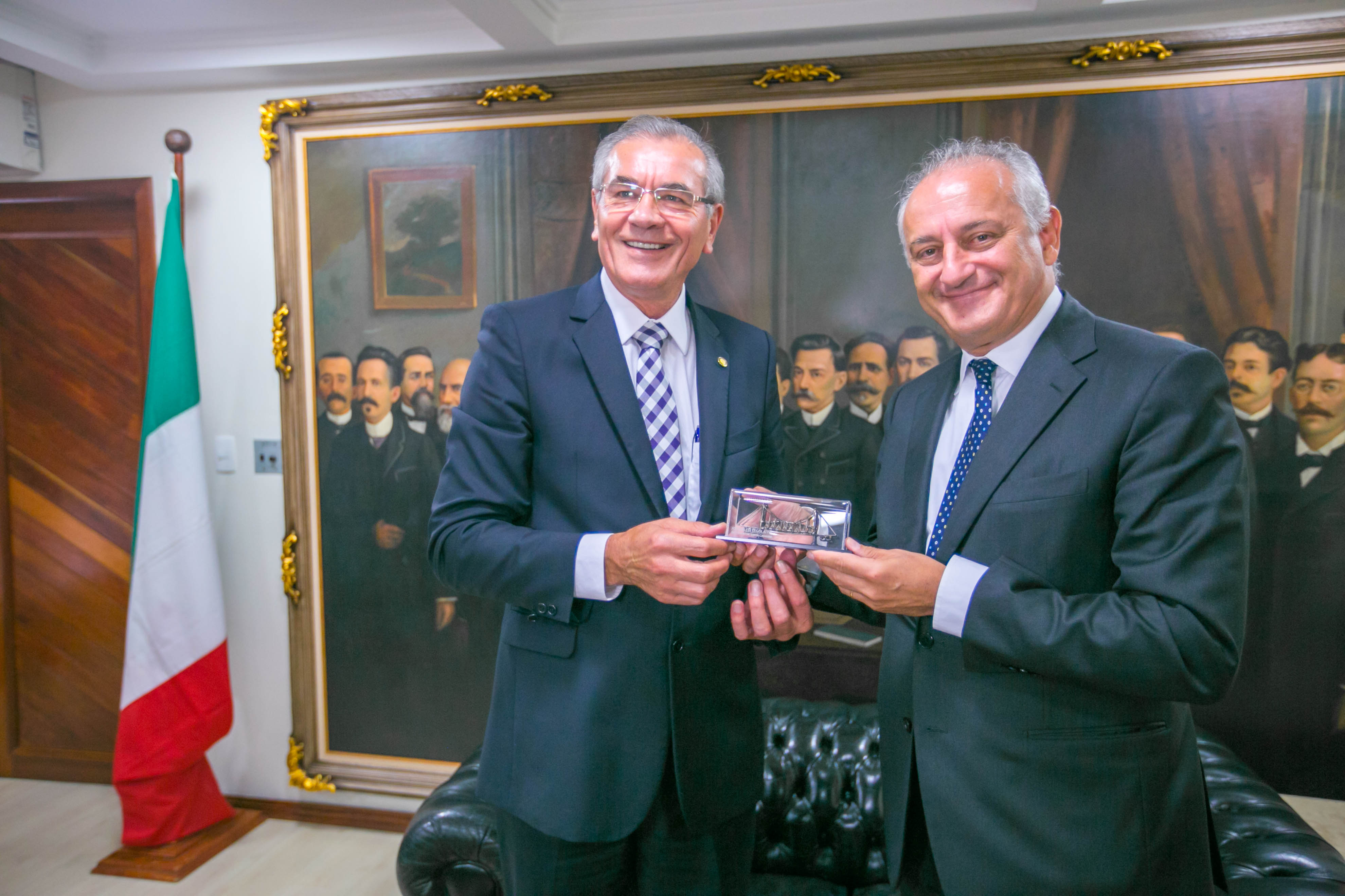 Silvio Dreveck, Presidente da Alesc e Antonio Bernardini, embaixador da Itália no Brasil - Visita do Embaixador da Itália na Presidência da ALESC