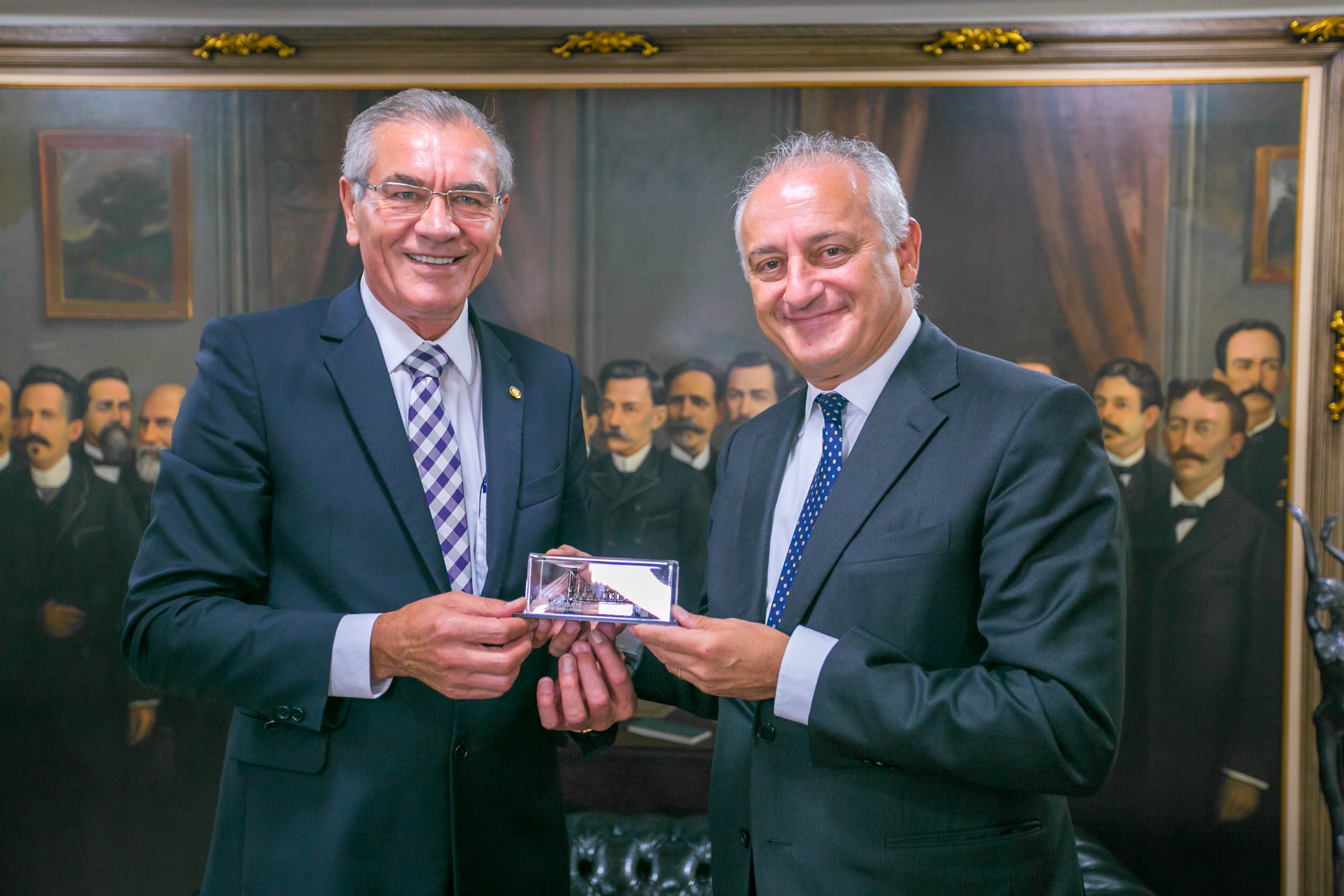 Silvio Dreveck, Presidente da Alesc e Antonio Bernardini, embaixador da Itália no Brasil - Visita do Embaixador da Itália na Presidência da ALESC