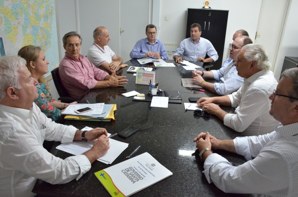 Empresários caçadorenses e deputado Cobalchini em reunião com secretário da Saúde