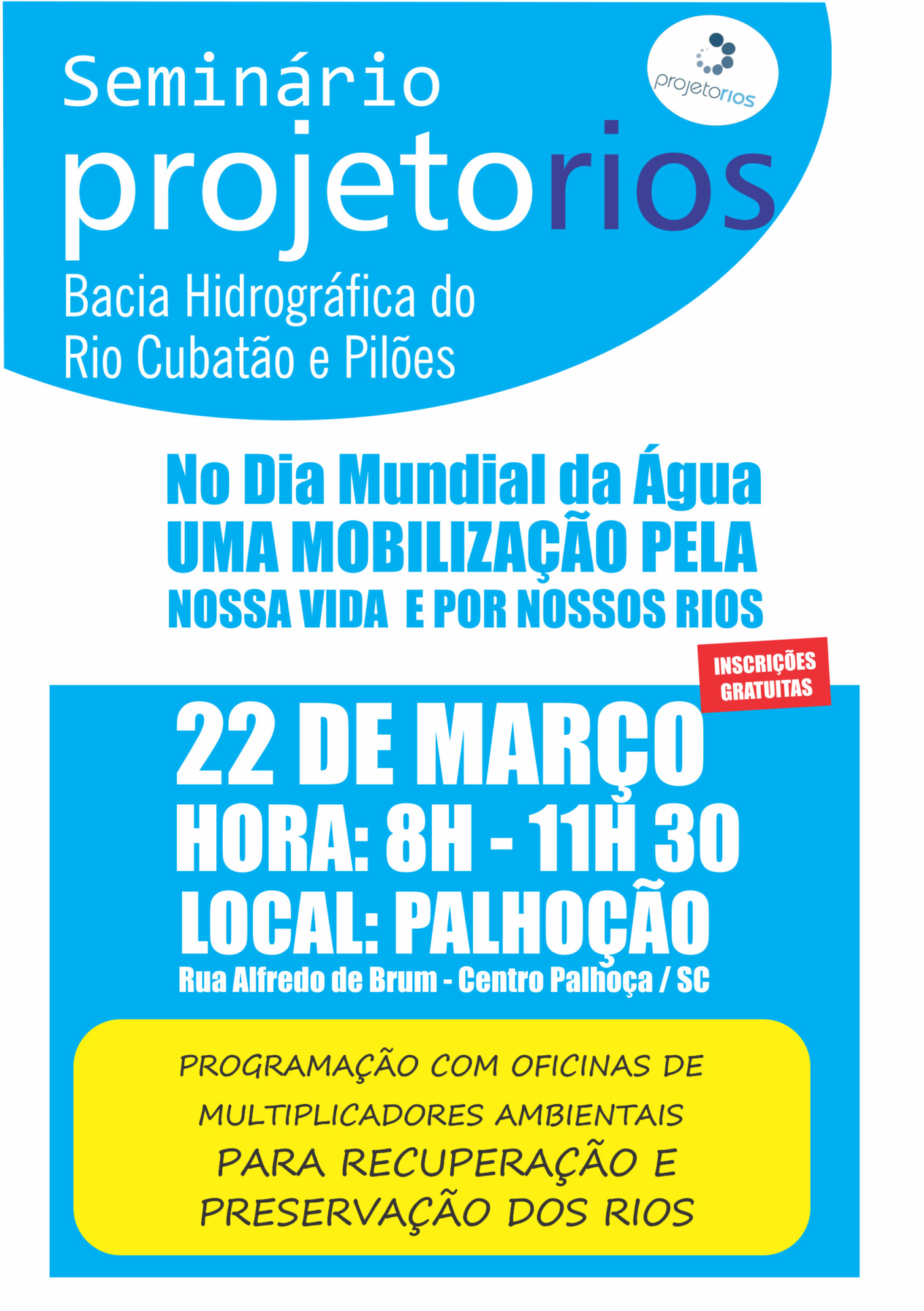 Seminário em Palhoça terá debates sobre preservação no Dia da Água
