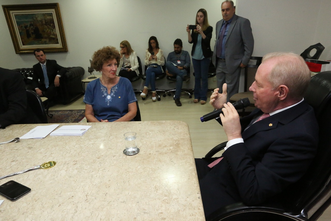 Presidente da Alesc, Deputado Aldo Schneider (MDB) Recebe Nova Diretoria da Federação das Apaes. Foto: Guto Kuerten / Agência AL