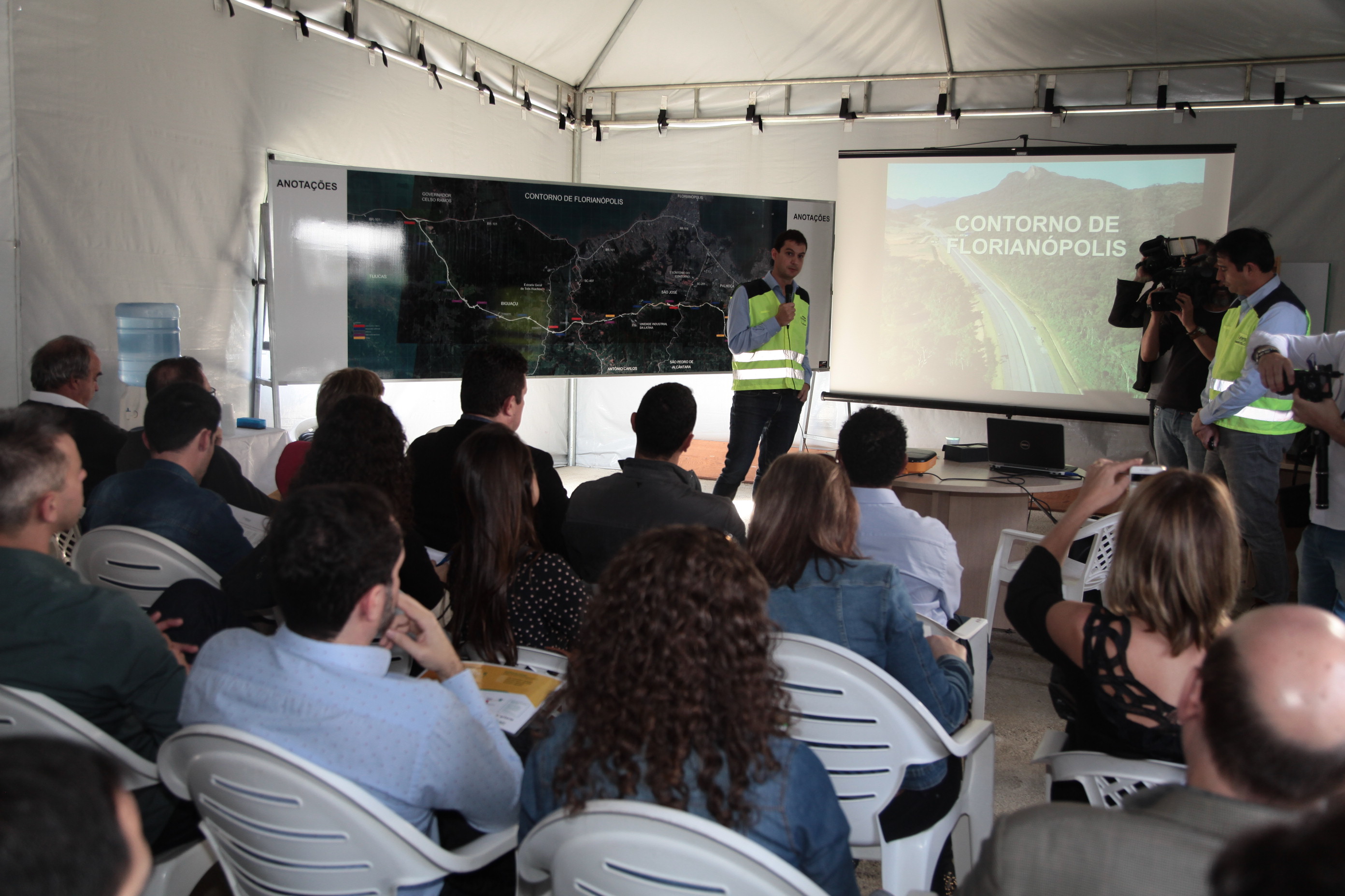Equipe da Comissão de Transportes da Alesc Visita Obras do Anel Viário de Florianópolis.