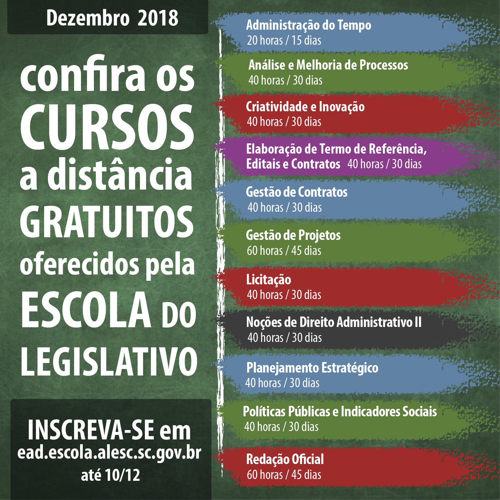 Escola do Legislativo está com inscrições abertas para cursos a distância